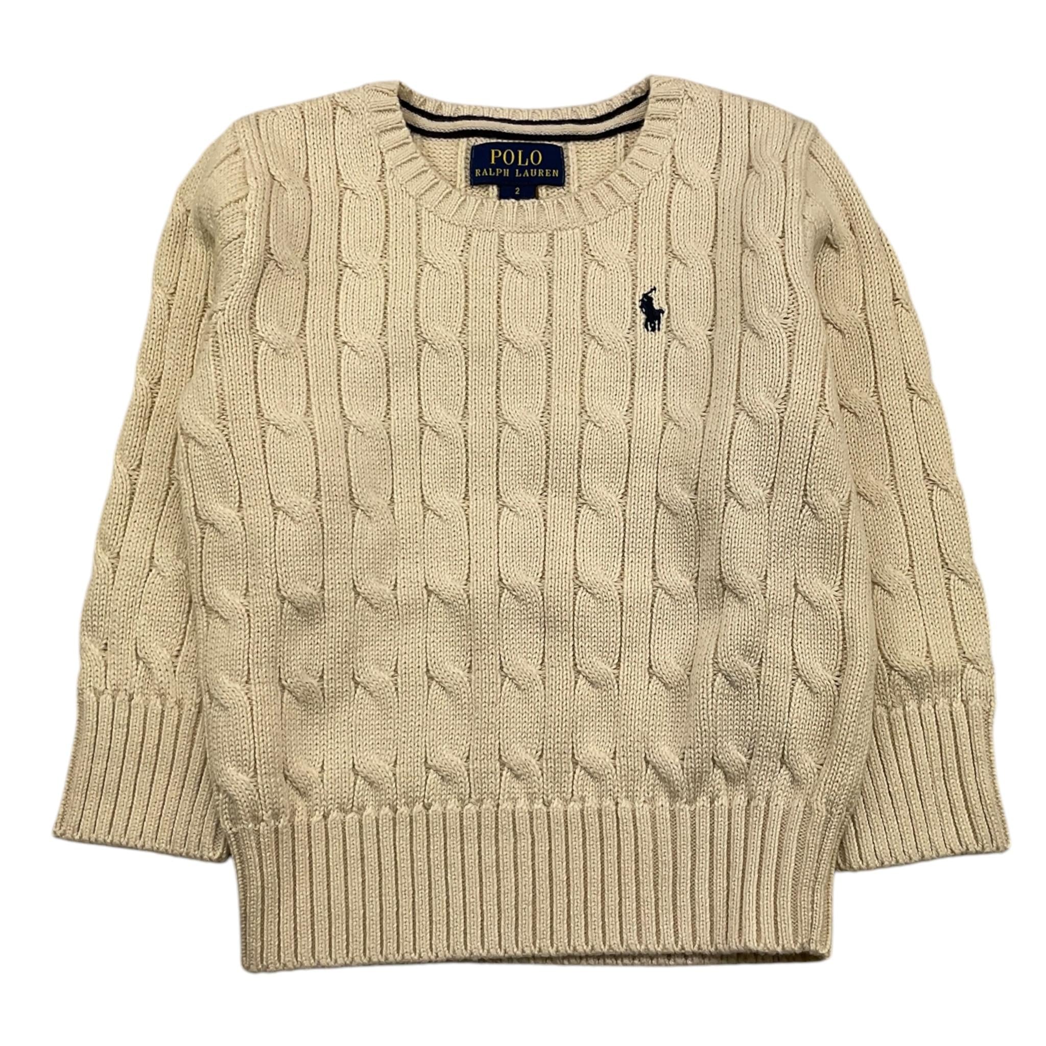 RALPH LAUREN maglia girocollo tinta unita con ricamo logo Crema per Neonato 322702674068 CREMA RALPH LAUREN