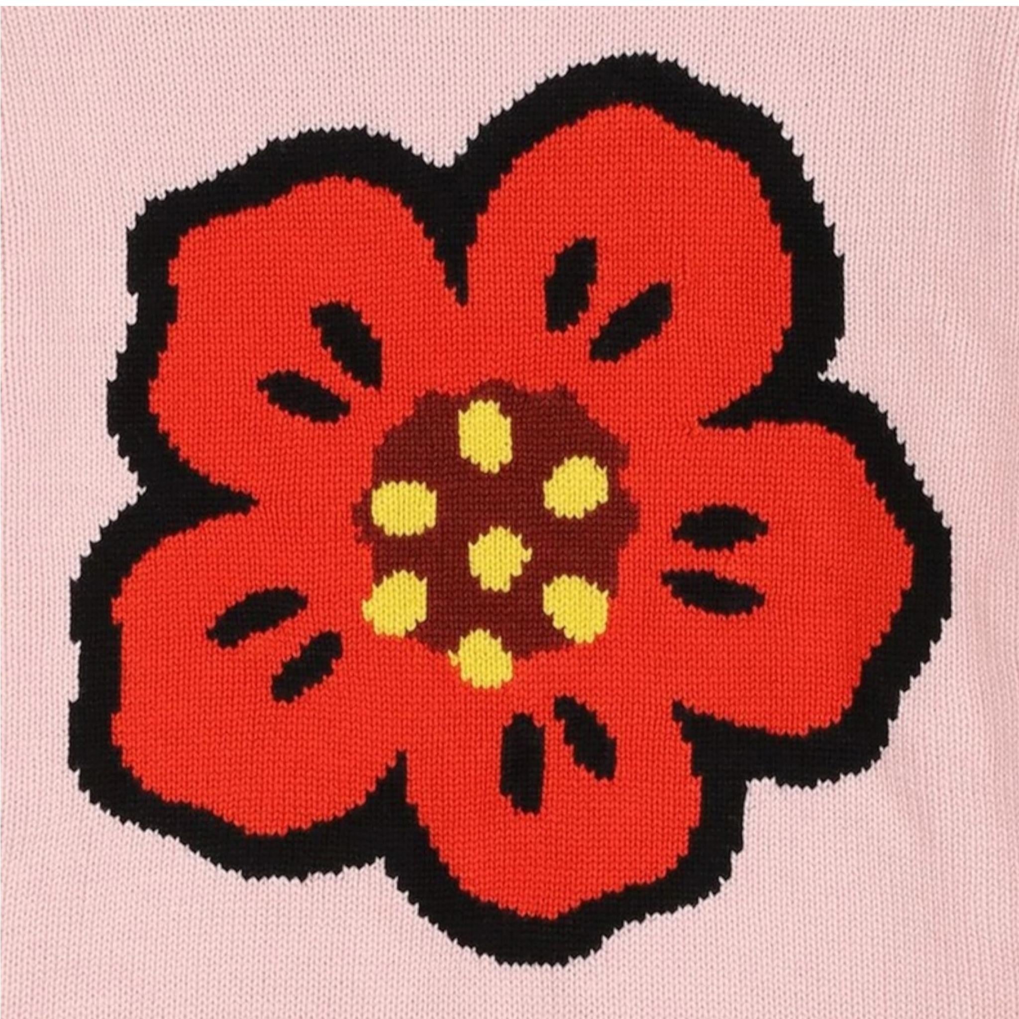 KENZO abito tinta unita in maglia con stampa Rosa per Bambina K60684 ROSA KENZO