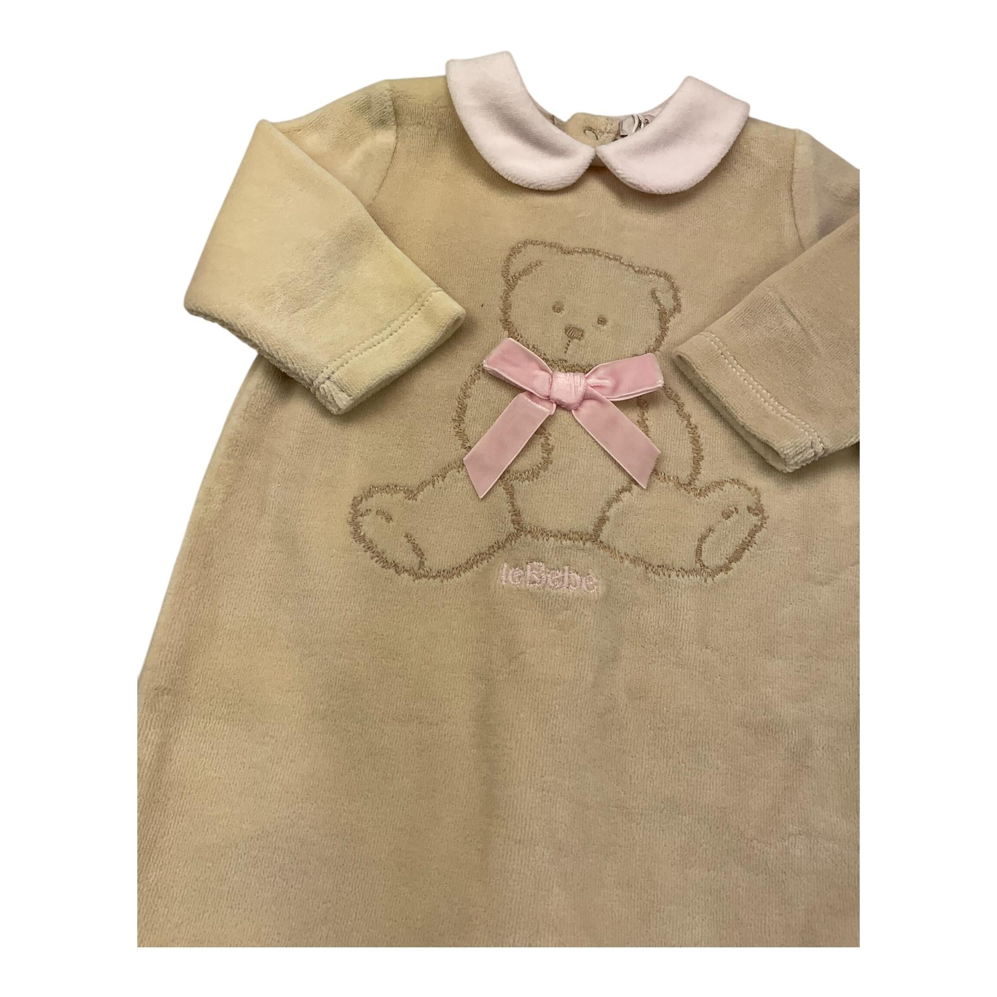LE BEBE' tutina manica lunga tinta unita in ciniglia Beige per Neonata LBG5961 BEIGE LE BEBE'