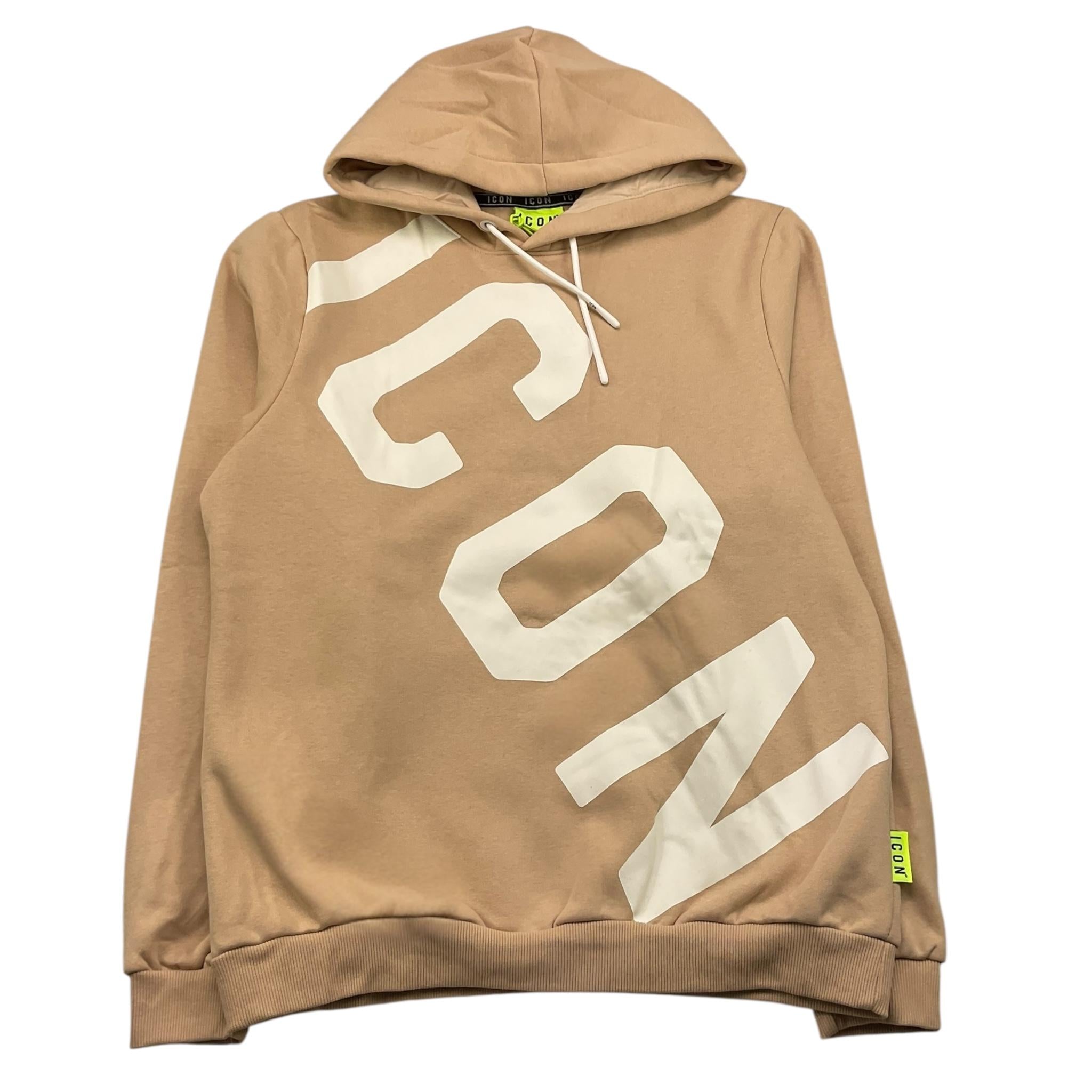 ICON felpa chiusa con cappuccio tinta unita con logo Beige per Bambino IBSW00276 BEIGE ICON