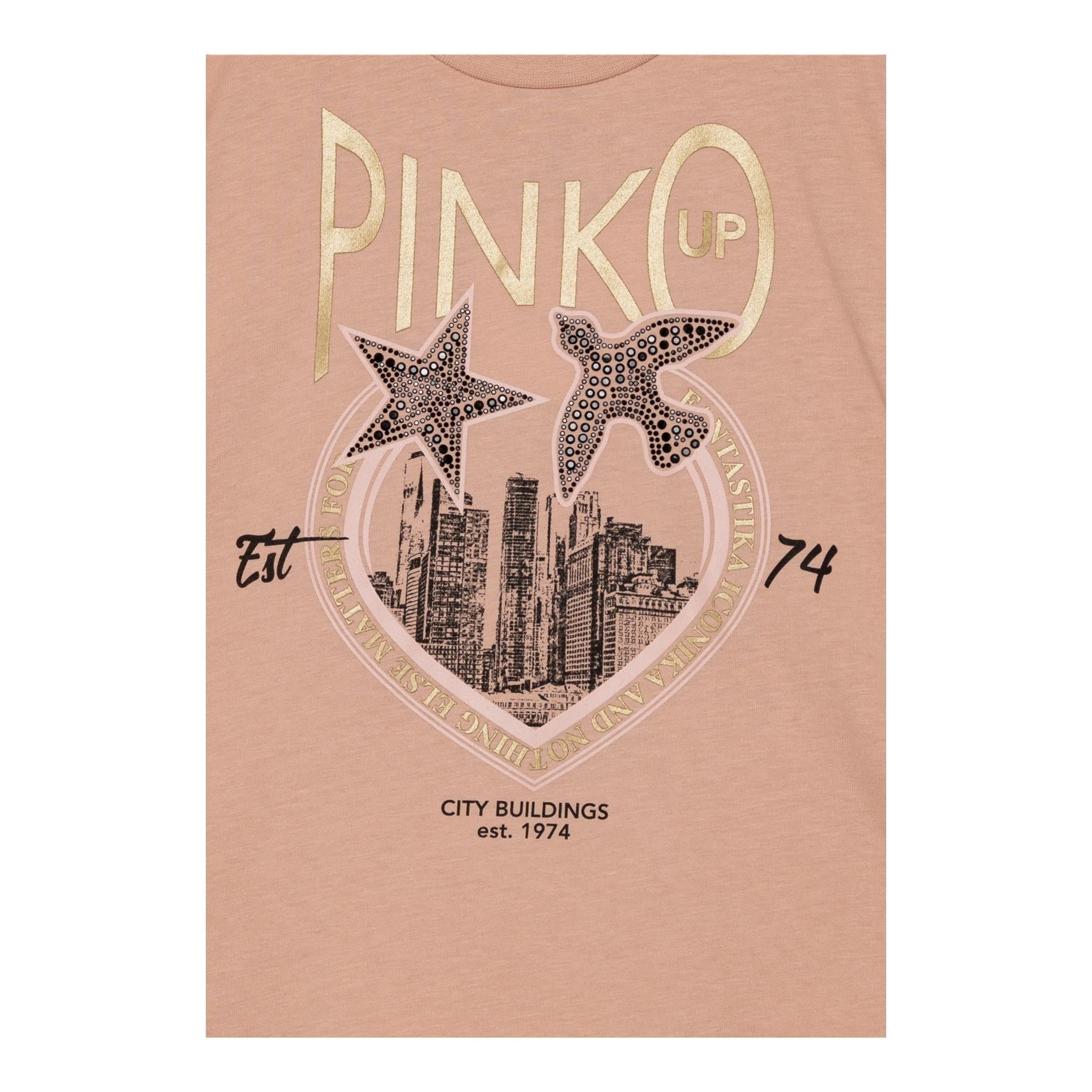 PINKO t-shirt girocollo tinta unita con stampa Rosa per Bambina F4PIJGTH078 ROSA PINKO