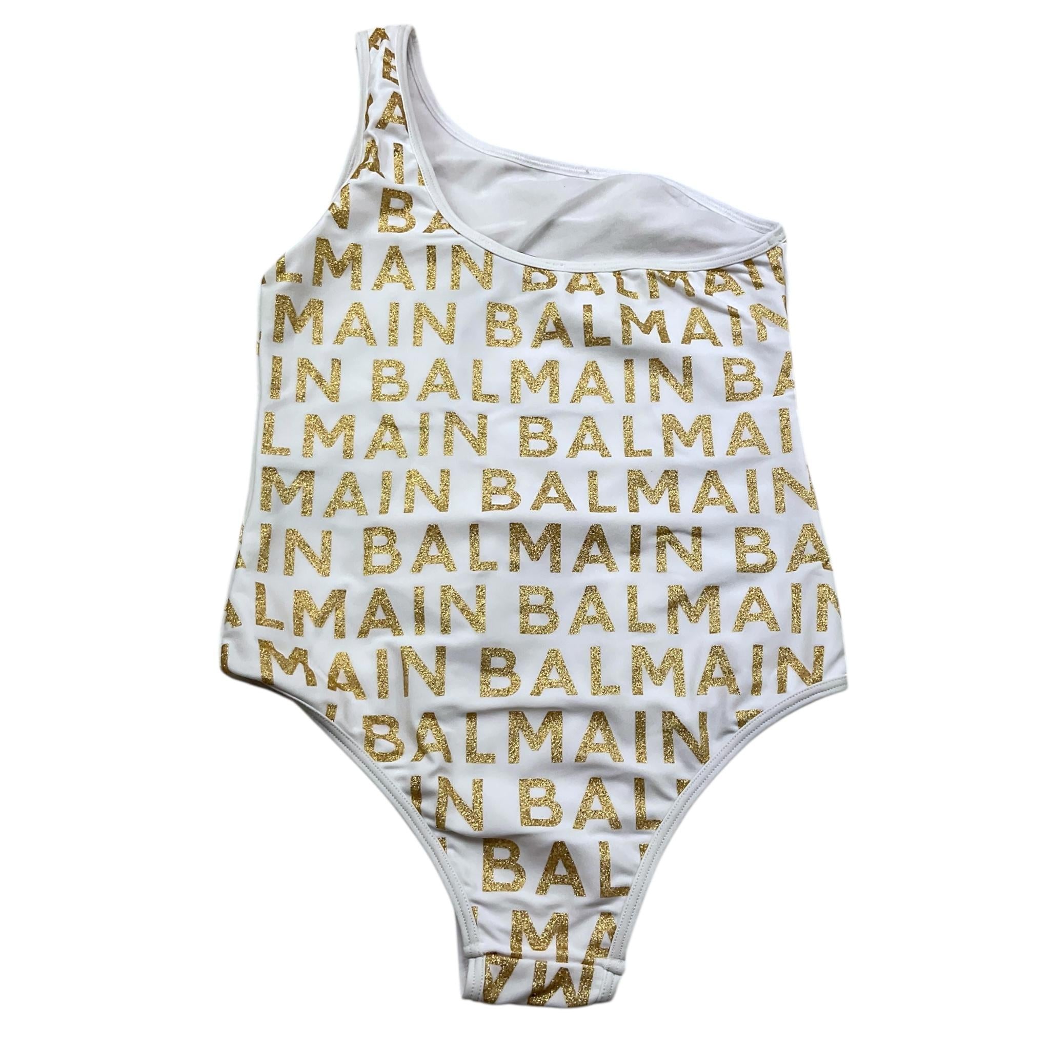 BALMAIN costume monospalla tinta unita cn loghi Bianco per Bambina BSCA49Z BIANCO BALMAIN