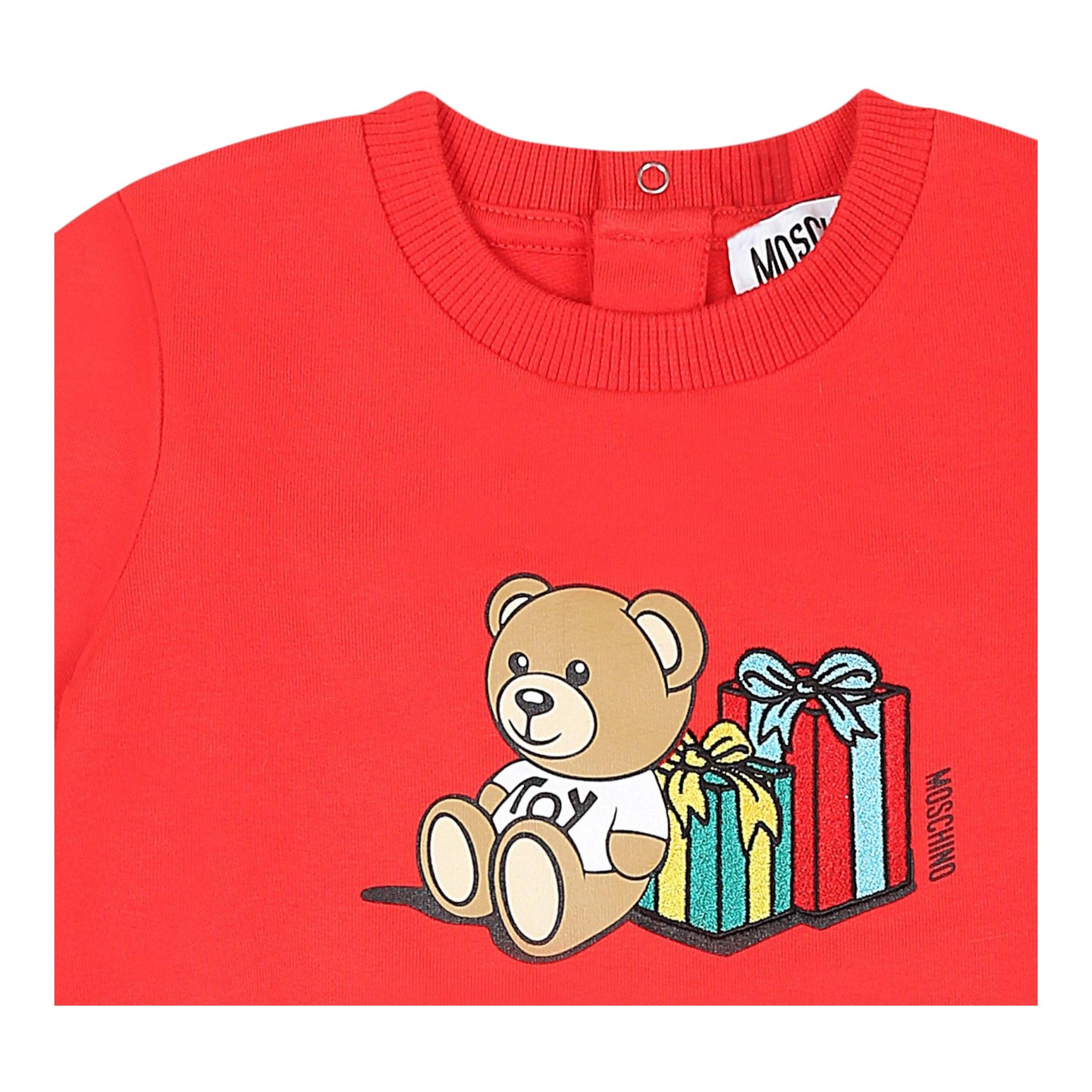 MOSCHINO abito manica lunga tinta unita con stampa in contrasto Rosso per Bambina MBV0A2JX ROSSO MOSCHINO