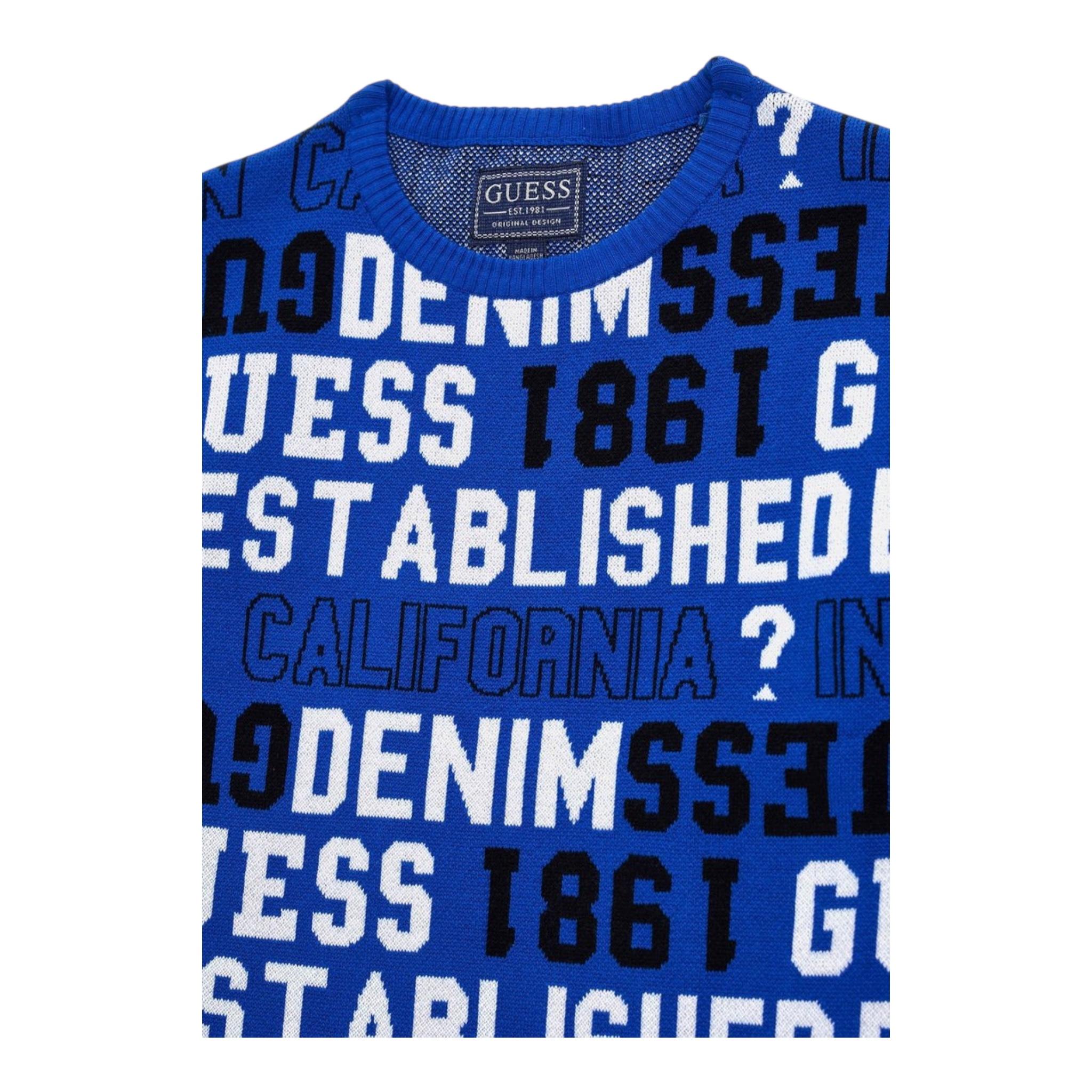 GUESS maglia girocollo tinta unita con stampa Blu per Bambino N4YR00Z3GV0J BLU GUESS