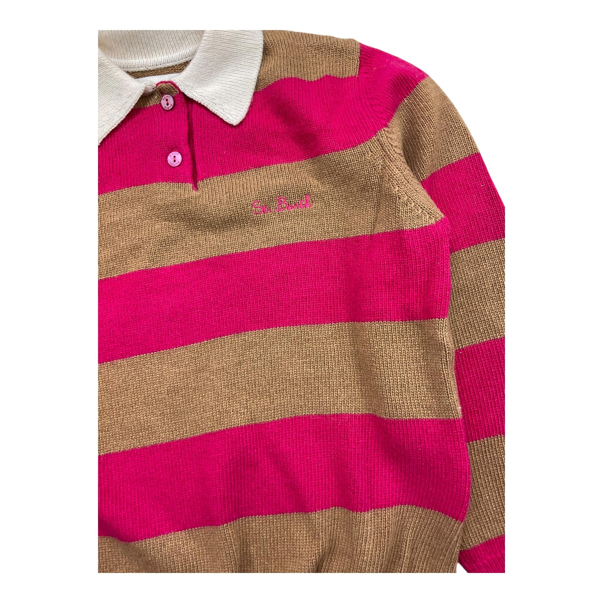 SAINT BARTH maglia modello polo bicolore con fantasia a righe Biscotto per Bambina HADIDYY BISCOTTO SAINT BARTH