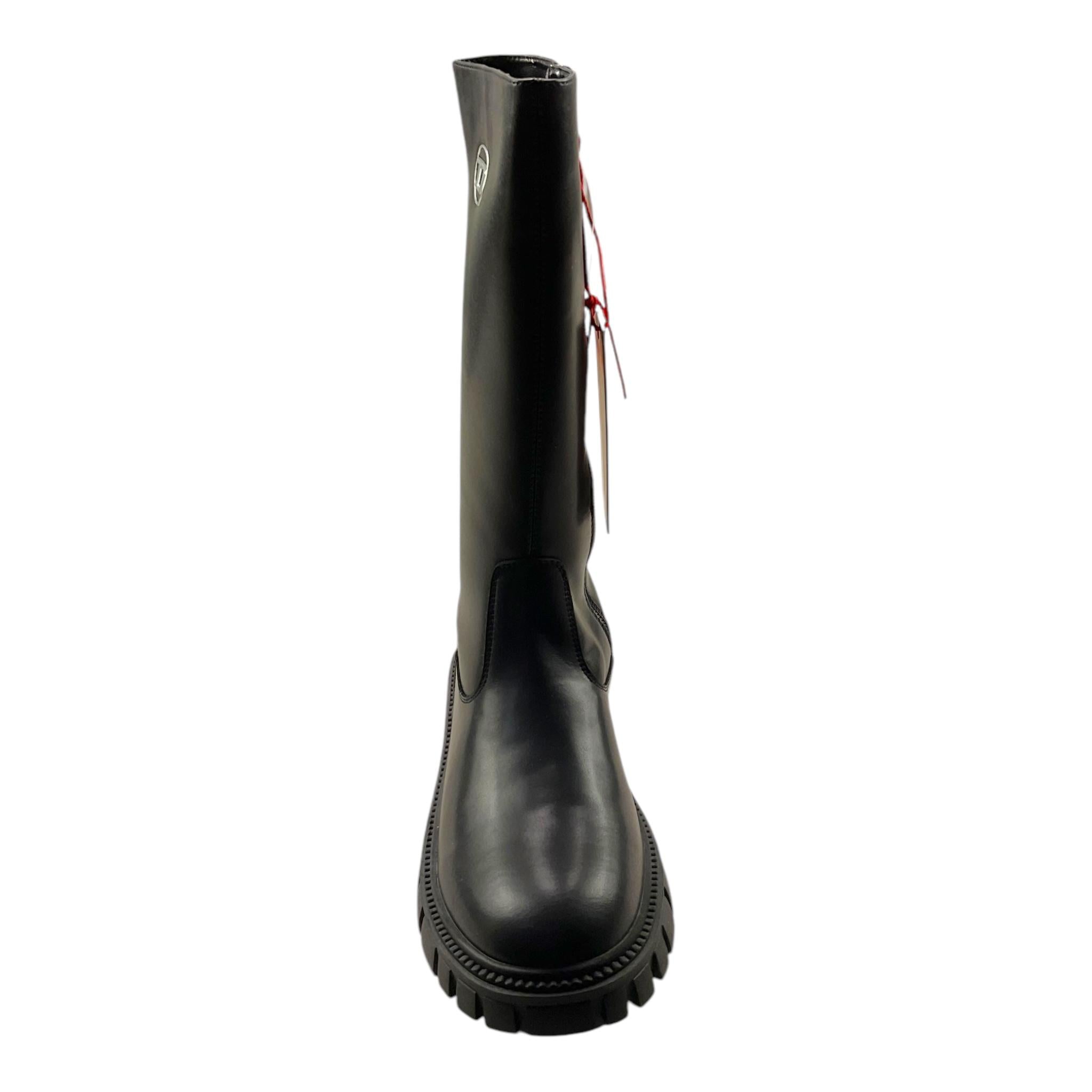 DIESEL stivale alto tinta unita con logo Nero per Bambina BC0573 NERO DIESEL