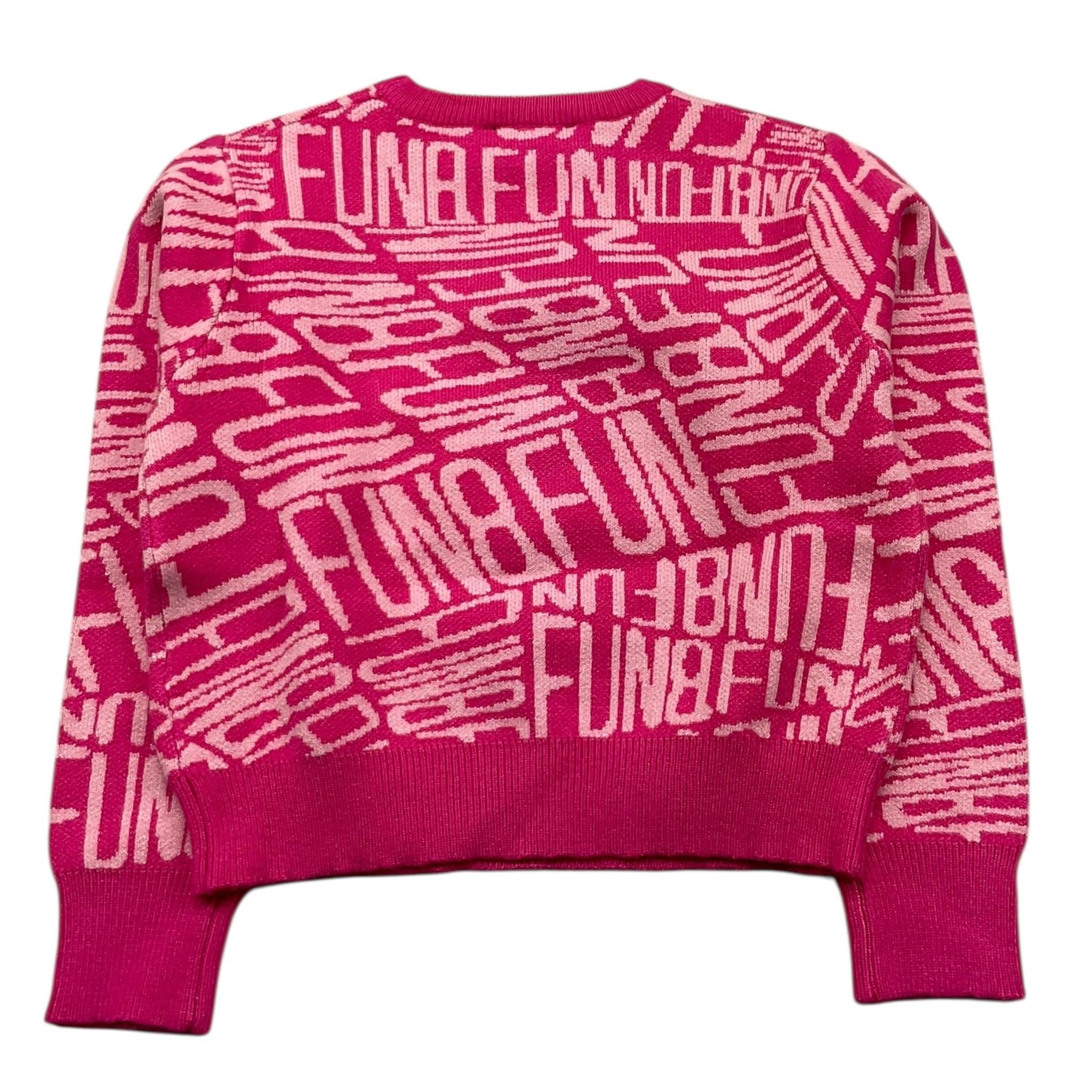 FUN & FUN maglia girocollo tinta unita con stampe in contrasto Fuxia per Bambina FNBSW15587 FUXIA FUN & FUN