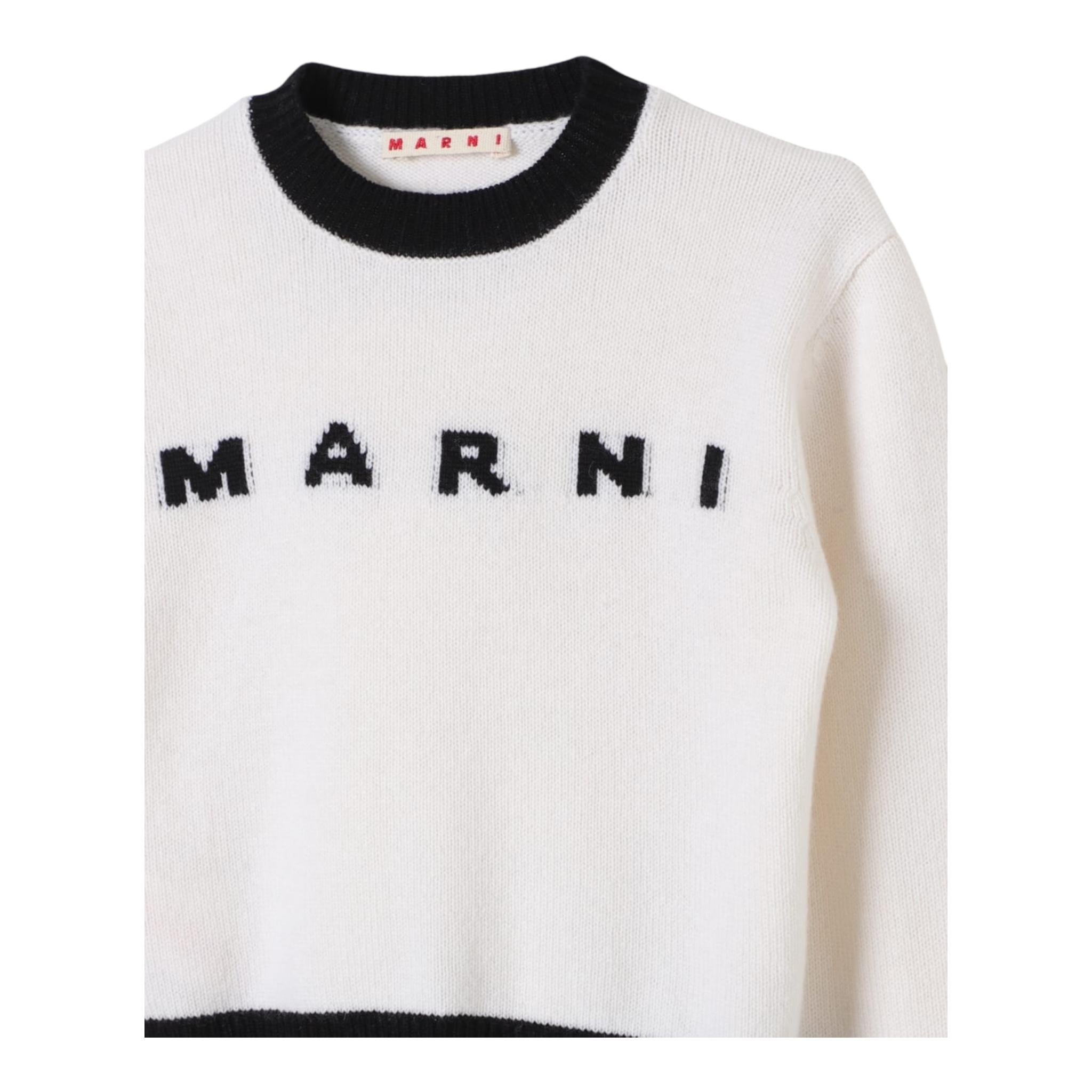 MARNI maglia tinta unita con stampa Bianco per Bambina M00993 BIANCO MARNI