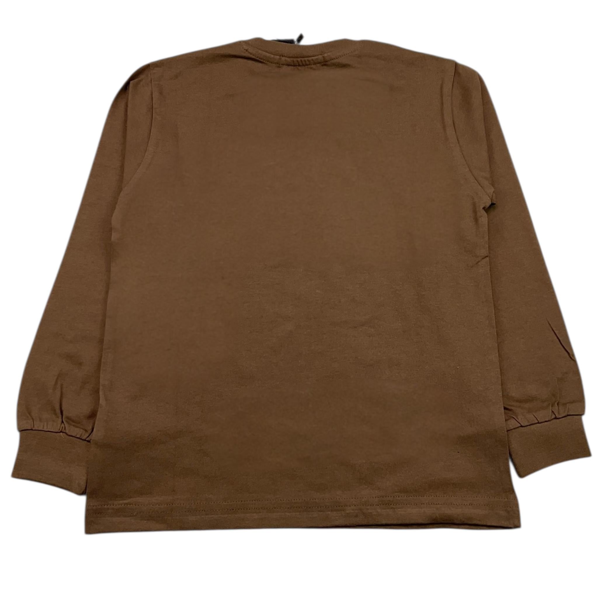NEVER TOO shirt girocollo tinta unita con stampa in contrast Marrone per Bambino NT2187B MARRONE NEVER TOO