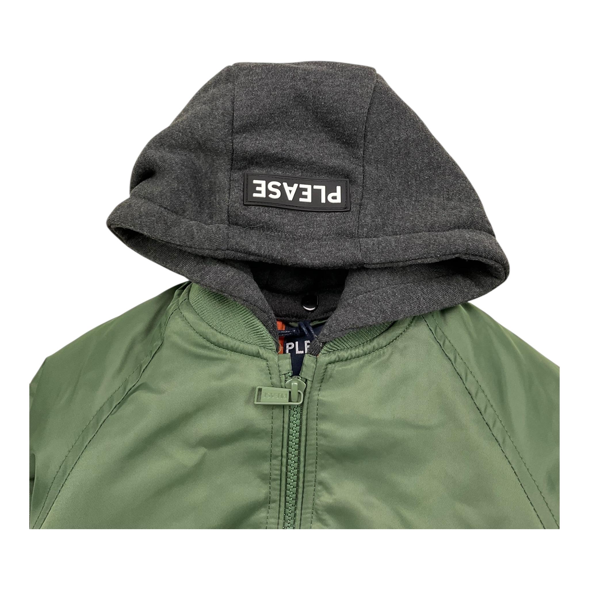 PLEASE giubbino tinta unita con cappuccio in contrasto Verde per Bambino JE10160B65 VERDE PLEASE