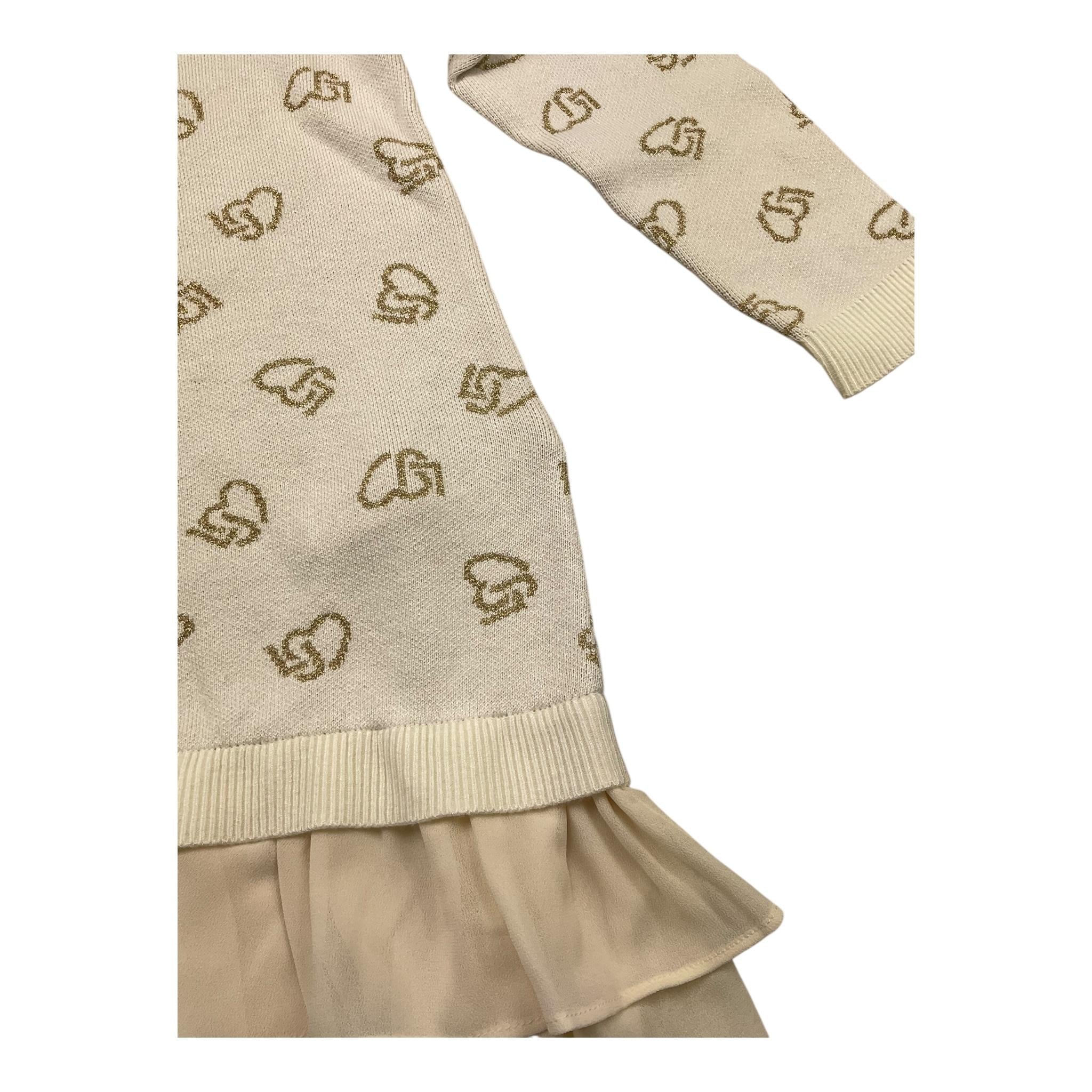 LIU JO abit manica lunga tinta unita con stampe in contrasto Panna per Neonata GF4041 PANNA LIU JO