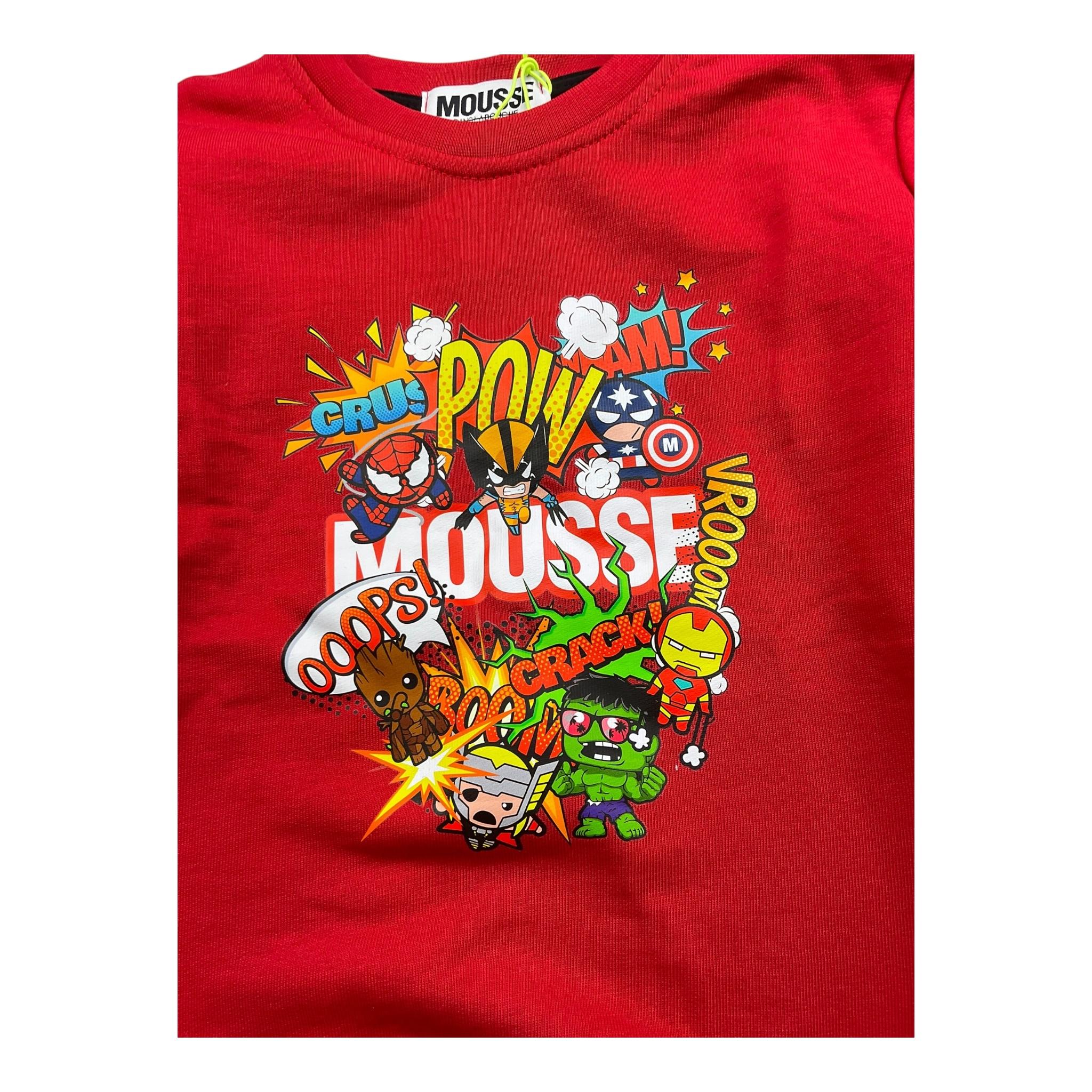 MOUSSE felpa tinta unita girocollo con stampa Rosso per Bambino KFG371R ROSSO MOUSSE