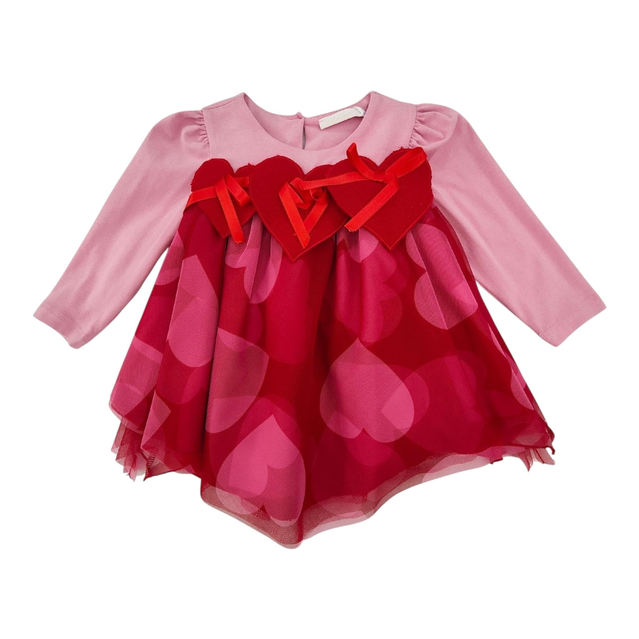 MISS GRANT abito manica lunga bicolore stampa fantasia cuori Rosa per Bambina MG1119X ROSA MISS GRANT