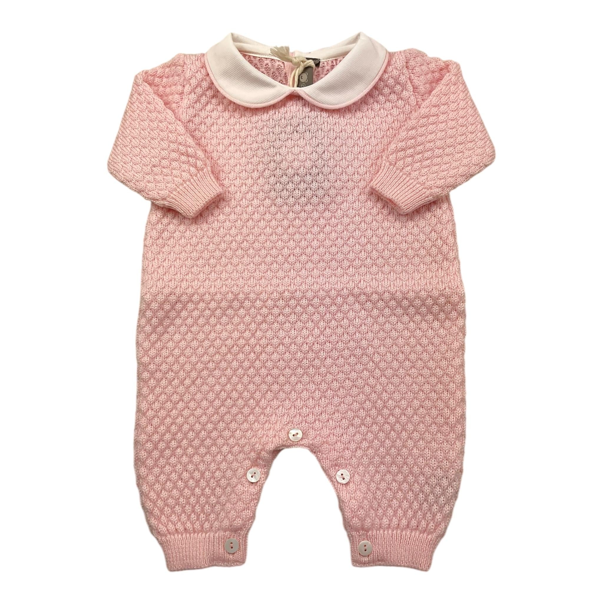 LITTLE BEAR tutina manica lunga tinta unita con colletto in contrasto Rosa per Neonata 9101X ROSA LITTLE BEAR