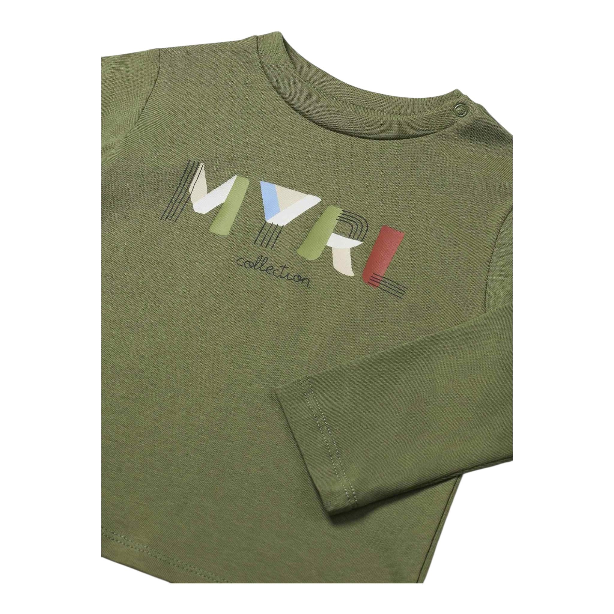MAYORAL shrit girocollo tinta unita con stampa in contrasto Verde per Bambino 108JXX VERDE MAYORAL