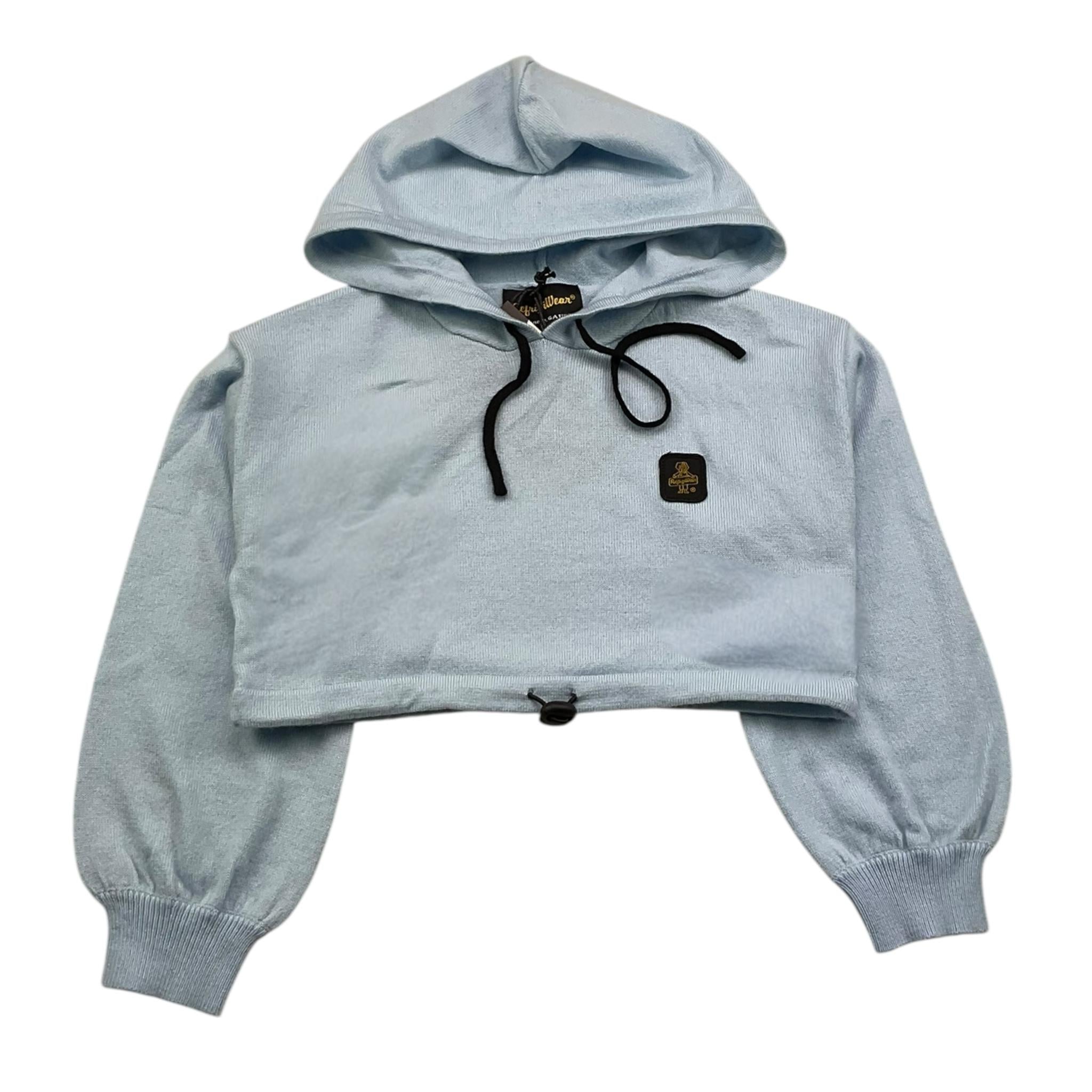 REFRIGIWEAR felpa in maglia tinta unita con cappuccio modello crop Azzurro per Bambina RWG937 AZZURRO REFRIGIWEAR