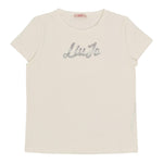 LIU JO t-shirt girocollo tinta unita cn stampa brillantinata Panna per Bambina GF4029 PANNA LIU JO