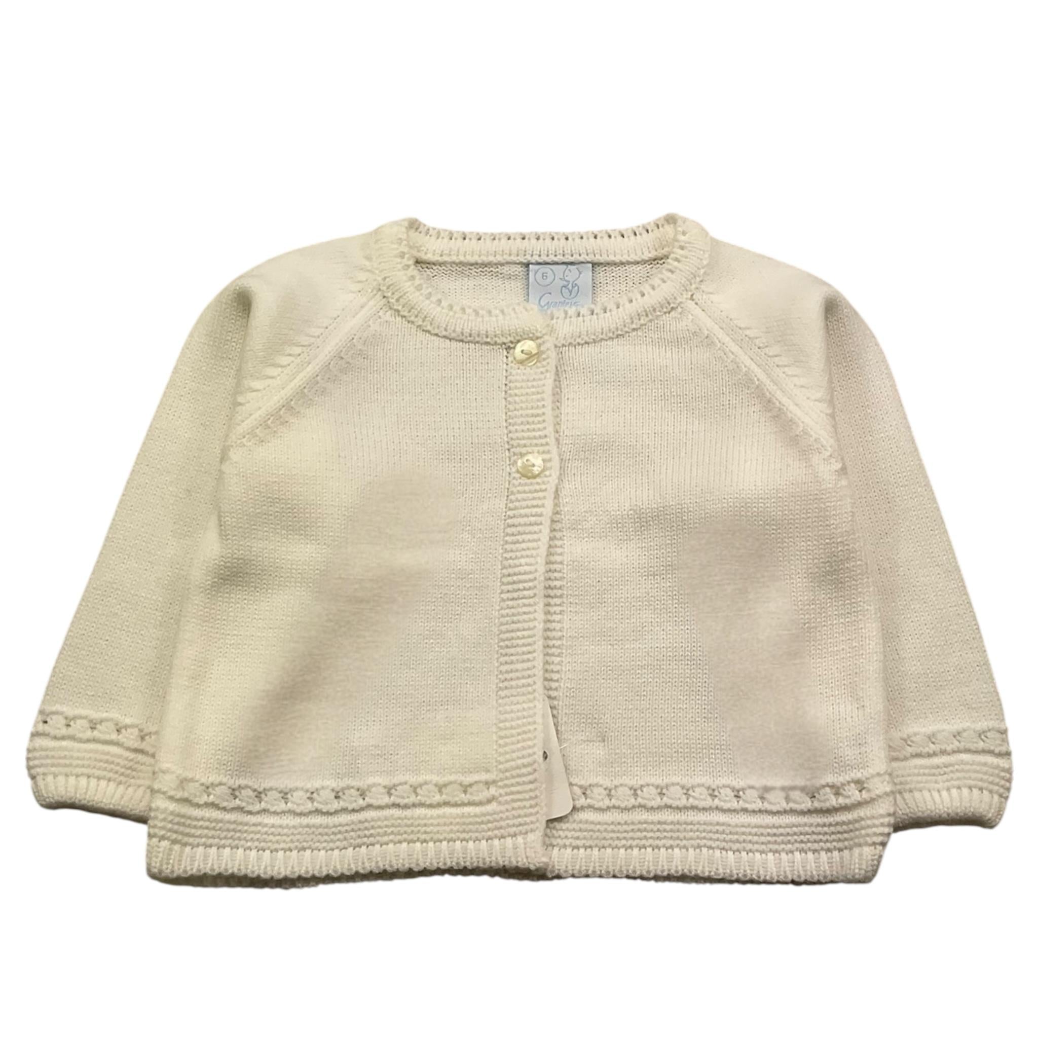 GRANLEI cardigan tinta unita con trafori Panna per Neonato 224227 PANNA GRANLEI