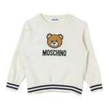 MOSCHINO maglia girocollo tinta unita con stampa Panna per Bambino HUW015 PANNA MOSCHINO