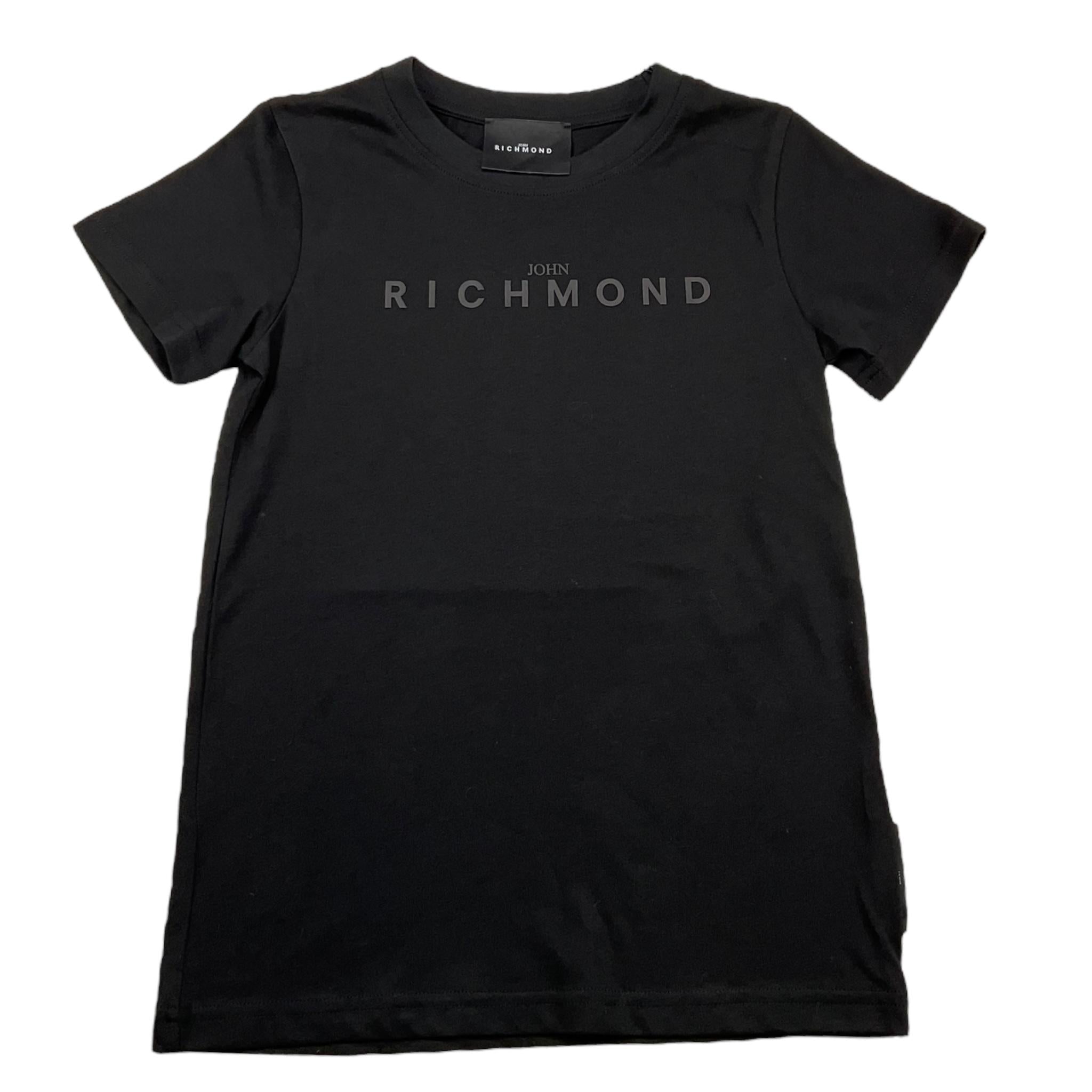 JOHN RICHMOND t-shirt girocollo tinta unita con stampa logo Nero per Bambino RBA2500TS NERO JOHN RICHMOND