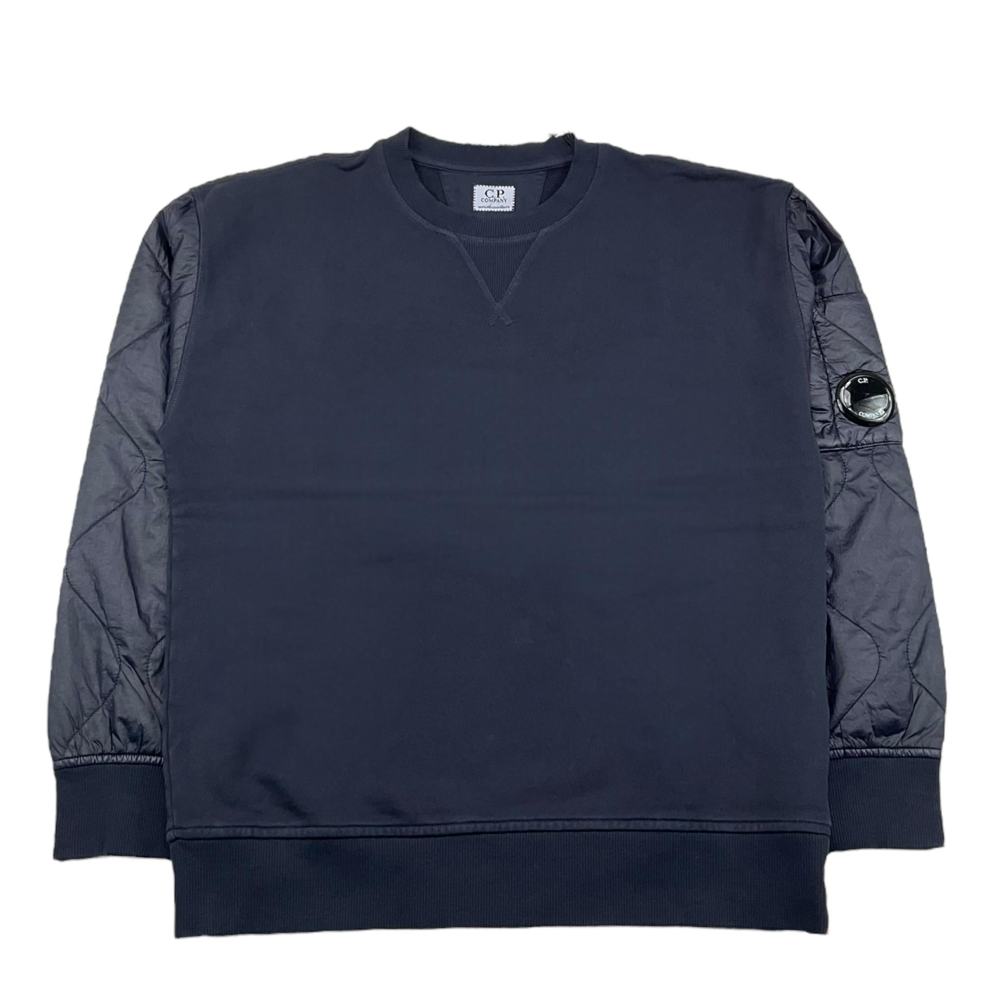 C.P. COMPANY felpa chiusa girocollo tinta unita con logo Blu per Bambino CUF00U BLU C.P. COMPANY