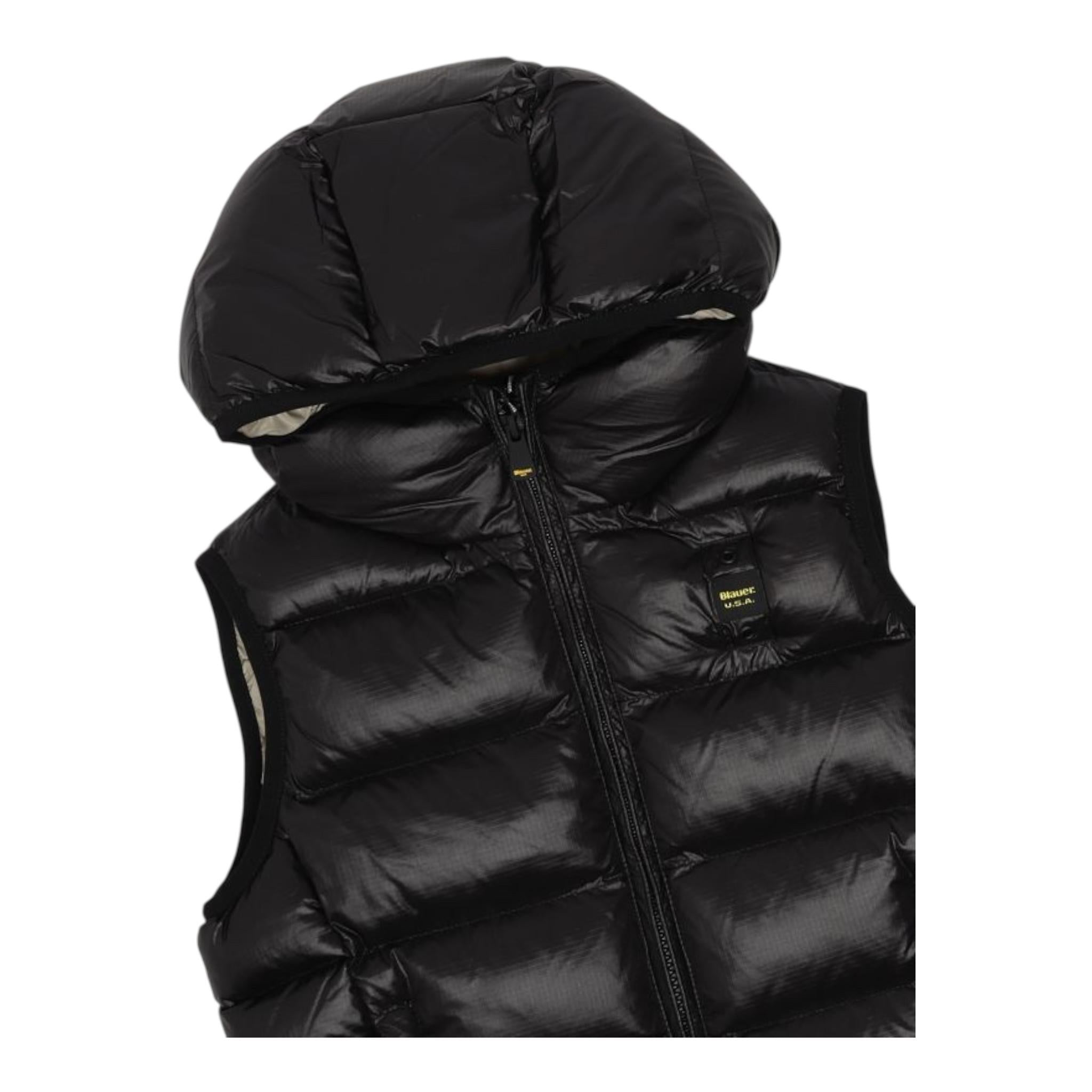 BLAUER giubbino modello smanicato tinta unita con zip e cappuccio Nero per Bambino 23WBLKX02241 NERO BLAUER