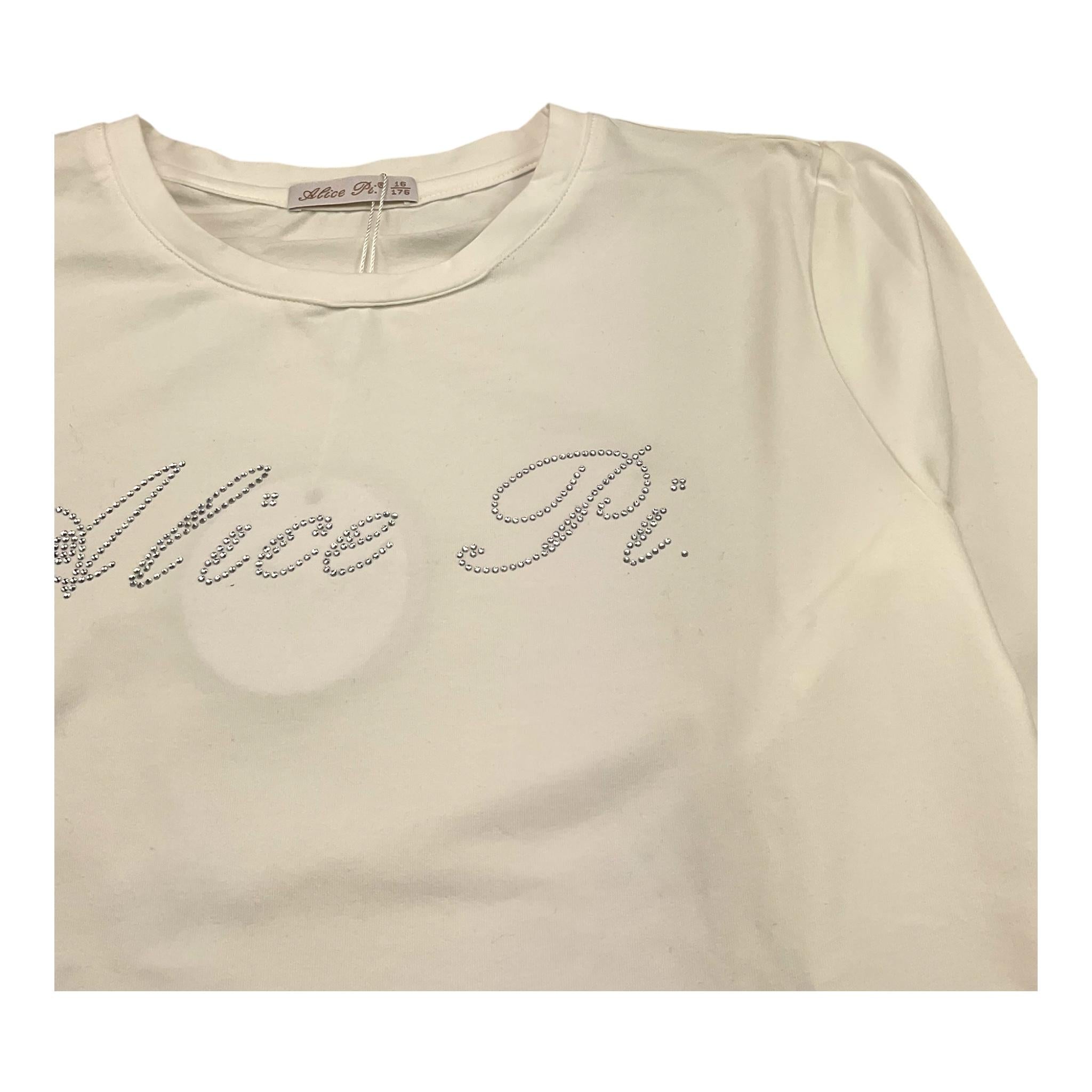 ALICE PI shirt girocollo tinta unita con brillantini Bianco per Bambina W233600ML BIANCO ALICE PI