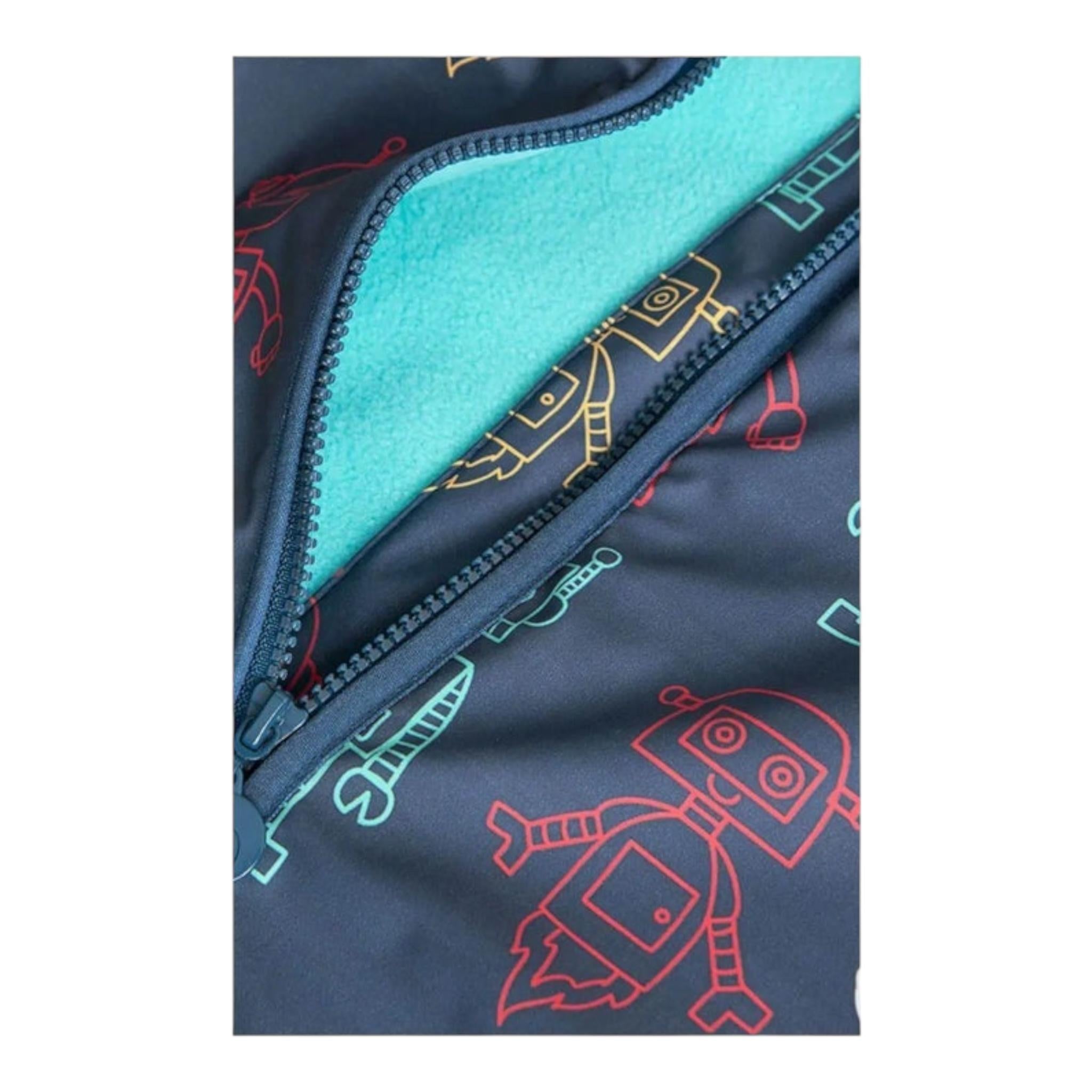 BOBOLI giubbino tinta unita con fantasia zip e cappuccio Blu per Bambino 390215 BLU BOBOLI