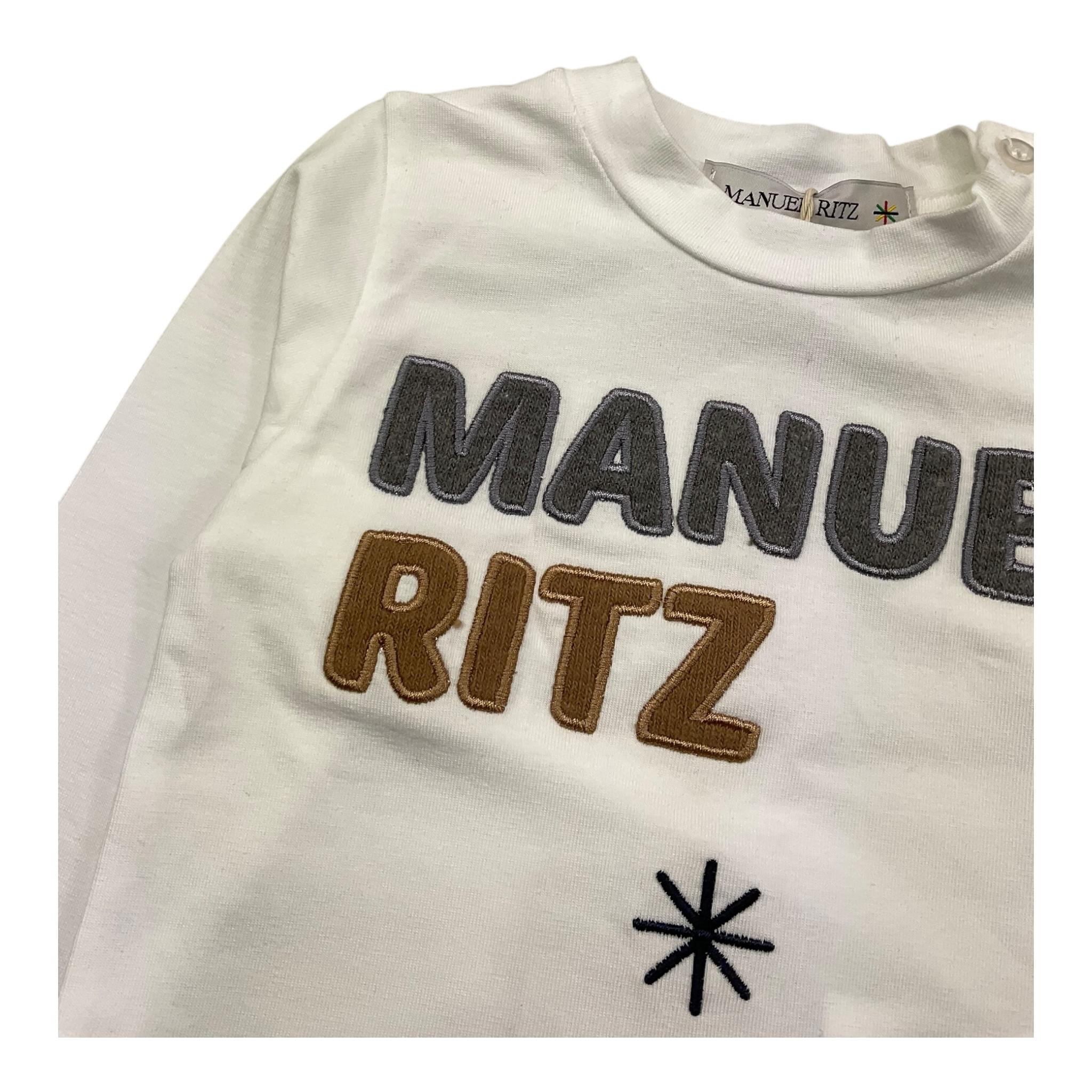 MANUEL RITZ shirt girocollo tinta unita con stampa logo Bianco per Neonato MR2804 BIANCO MANUEL RITZ