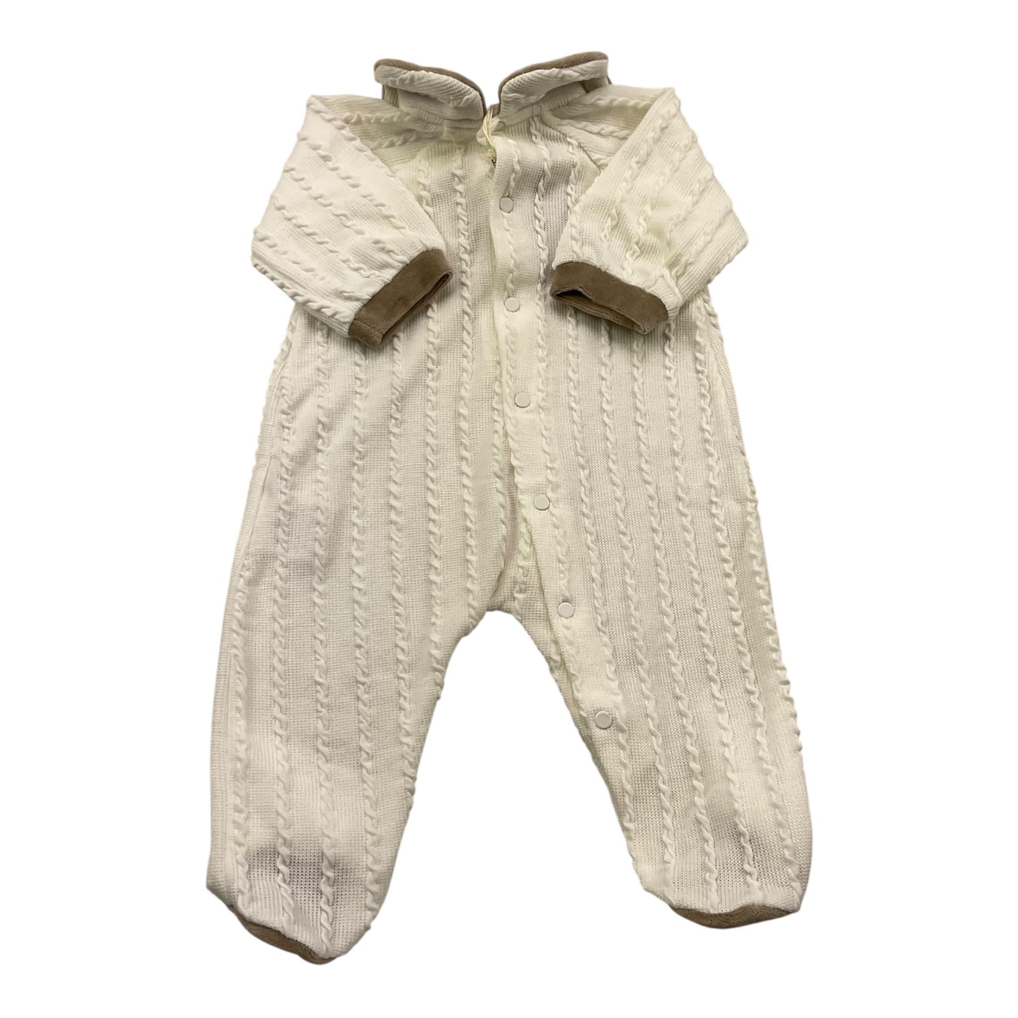 ALETTA tutina tinta unita con profili in contrasto Bianco per Neonato TBTT62X BIANCO ALETTA