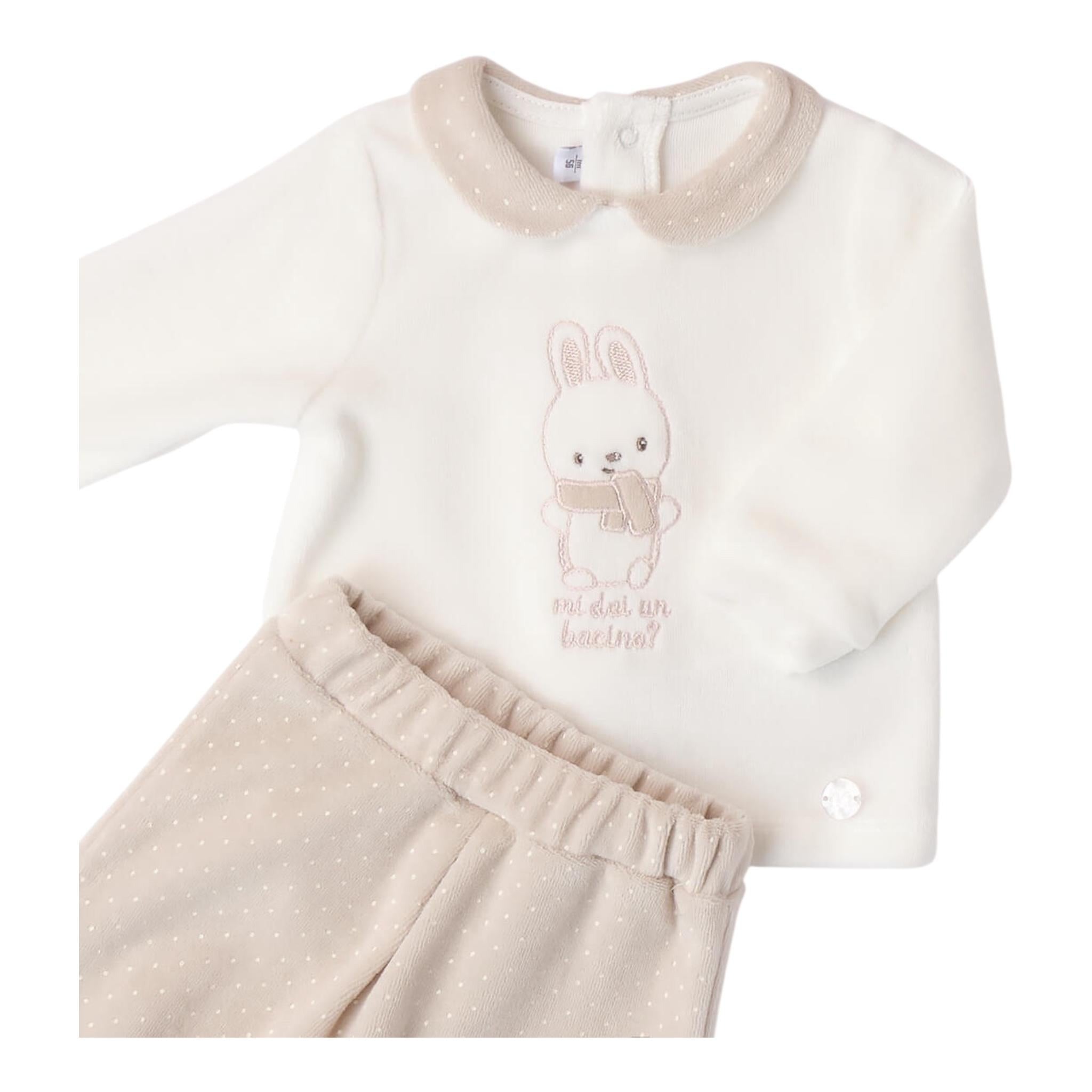 MINI BANDA completo 2pz maglia-ghettina bicolore Bianco/beige per Neonata 3A658 BIANCO/BEIGE MINI BANDA
