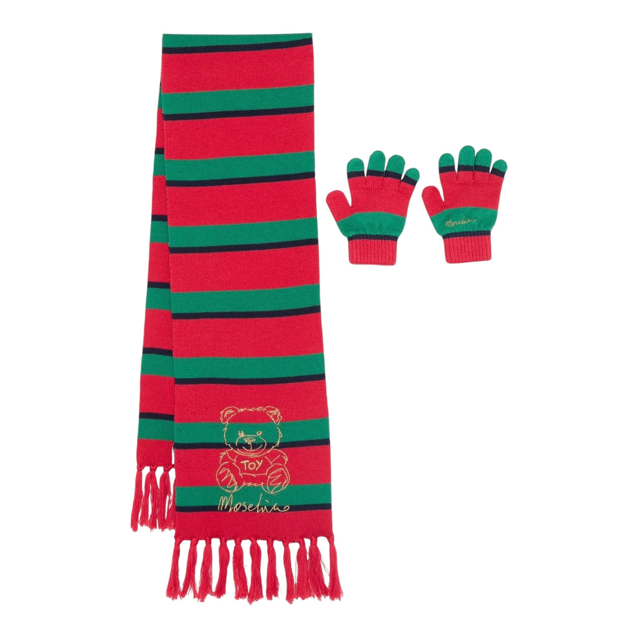 MOSCHINO set sciarpa-guanti bicolore Rosso/verde per Bambino HUX02G ROSSO/VERDE MOSCHINO