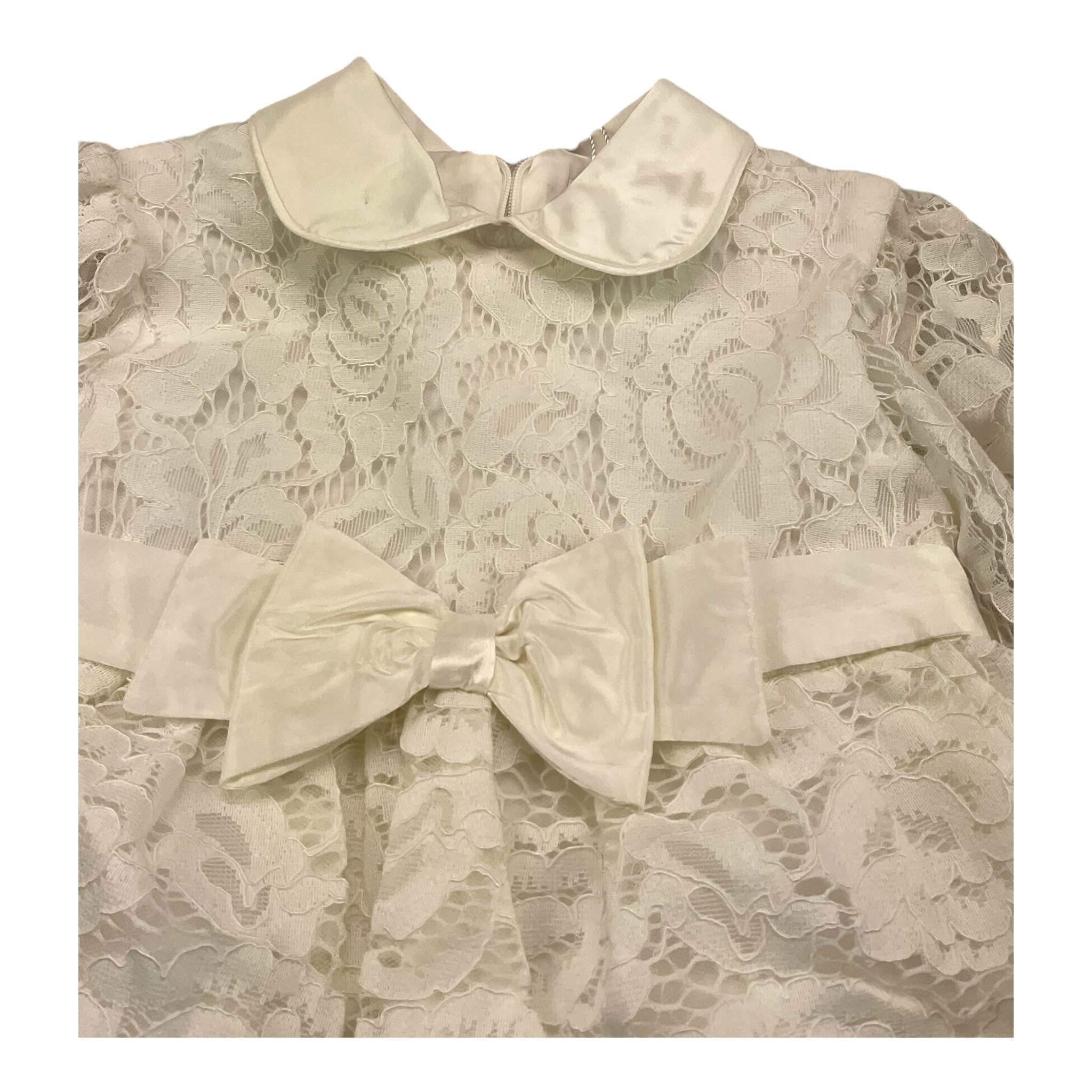 ALETTA abito manica lunga tinta unita con ricami Panna per Neonata HB220316 PANNA ALETTA