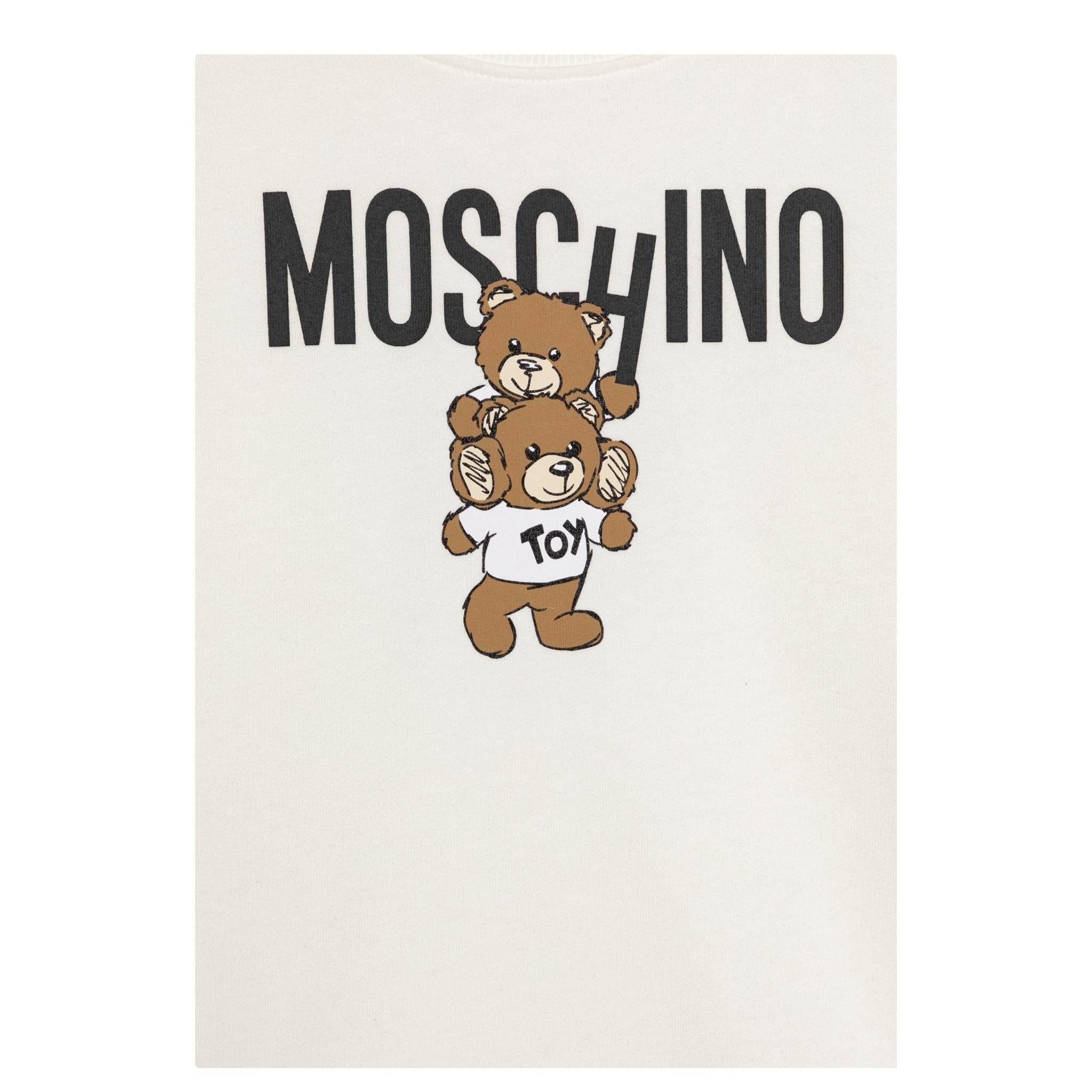 MOSCHINO abito felpa manica lunga girocollo tinta unita con stampa logo Bianco per Bambina HDV0FEX BIANCO MOSCHINO