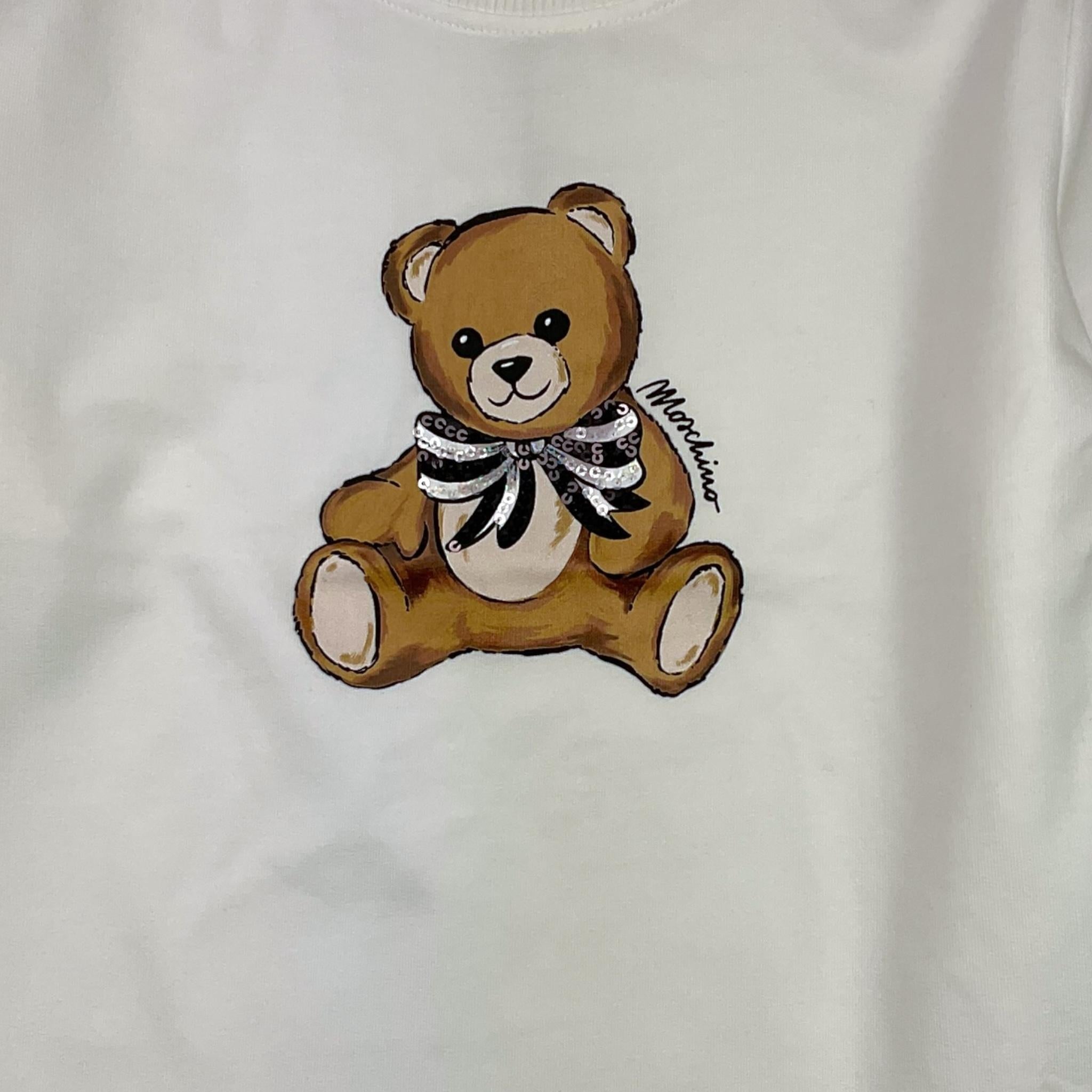 MOSCHINO abito girocollo tinta unita con stampa Bianco per Bambina HDV0H7 BIANCO MOSCHINO
