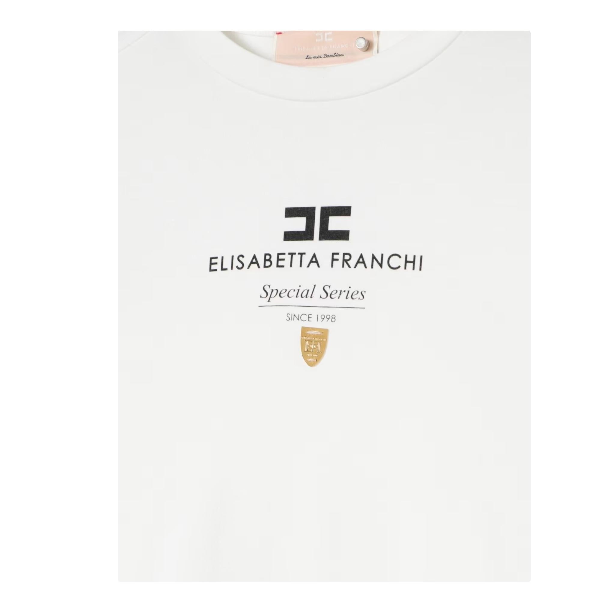 ELISABETTA FRANCHI t-shirt girocollo tinta unita con stampa logo Panna per Bambina EFTS216X PANNA ELISABETTA FRANCHI