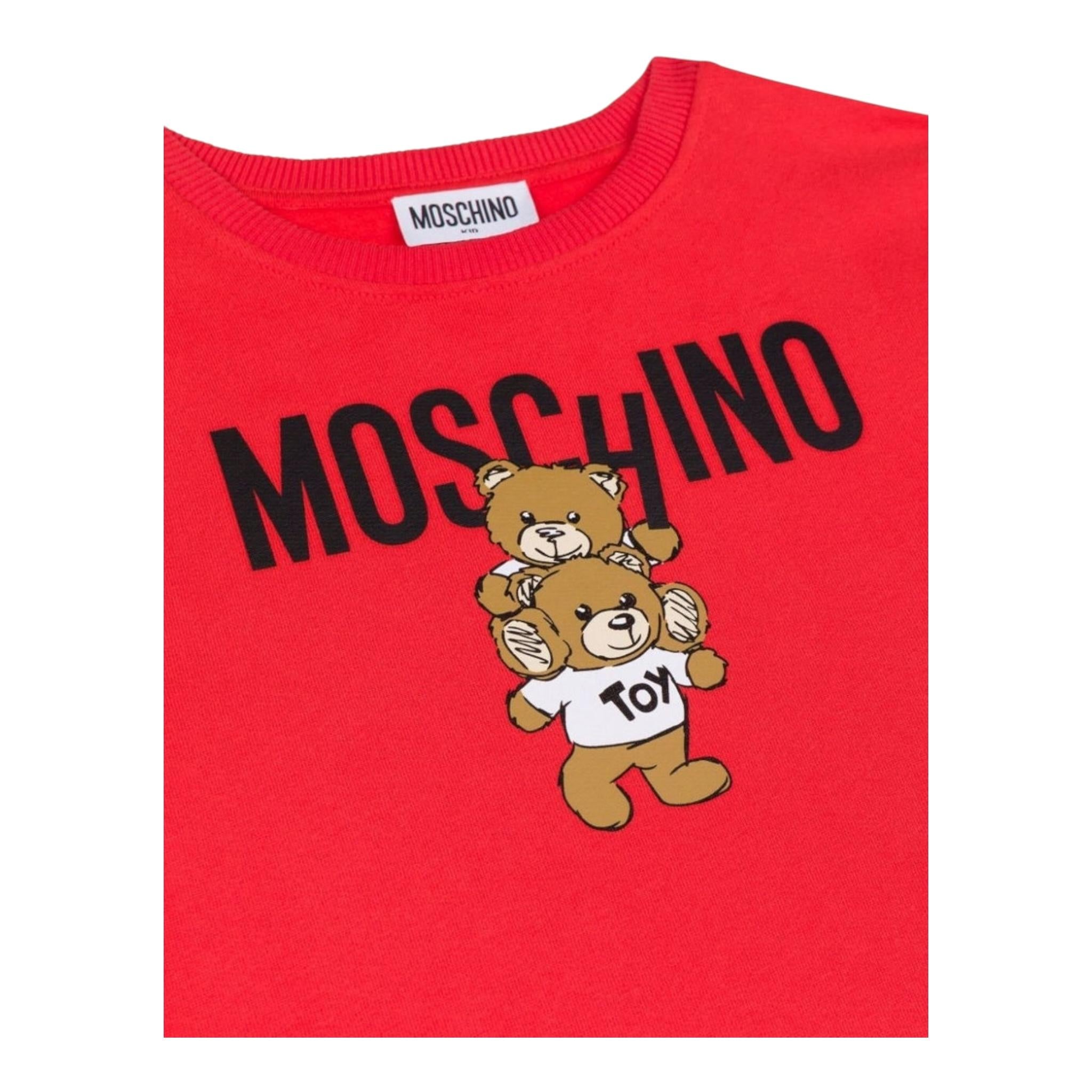 MOSCHINO abito modello felpa tinta unita con stampa Rosso per Bambina HFV0FE ROSSO MOSCHINO