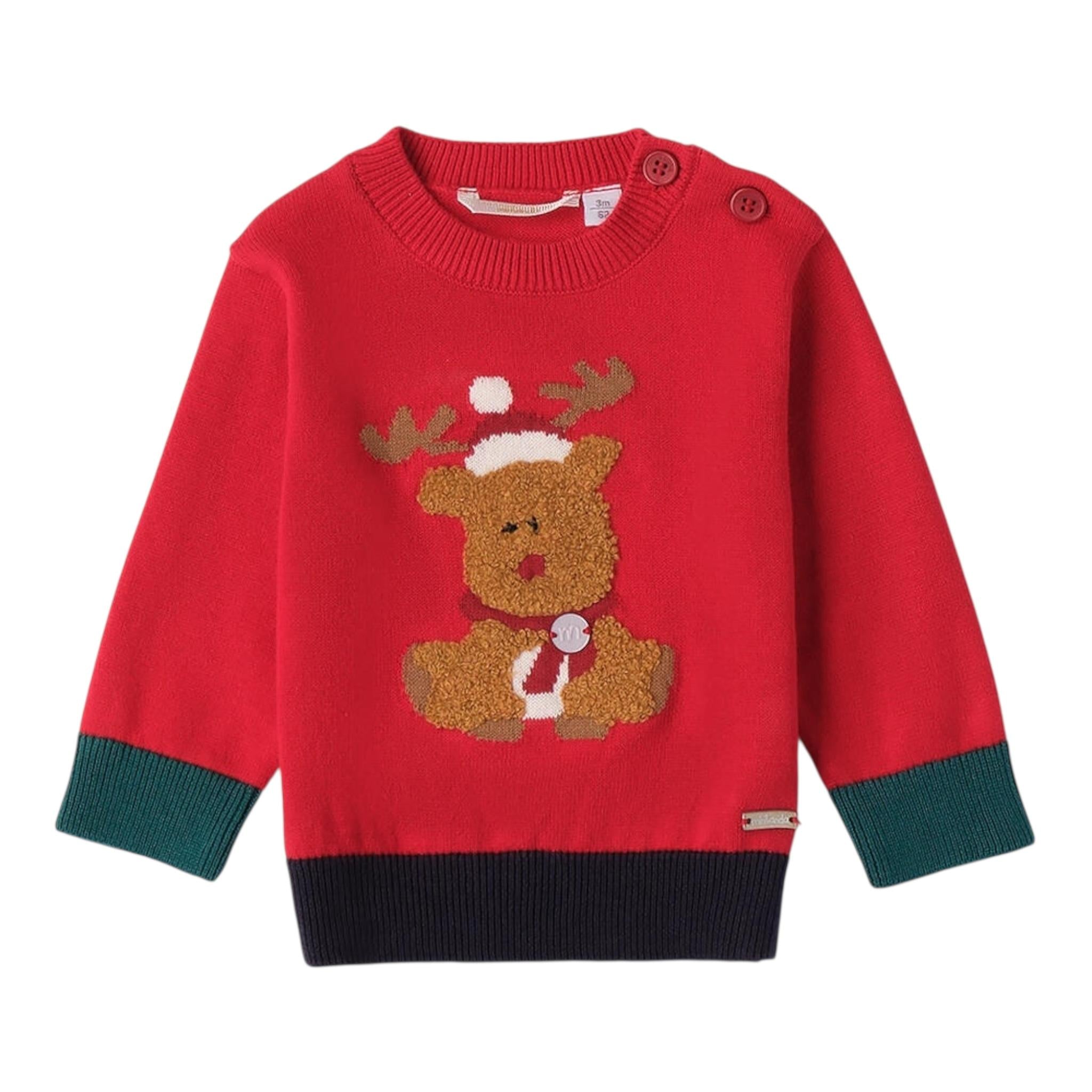MINI BANDA maglia girocollo tinta unita con ricami Rosso per Neonato 3A671X ROSSO MINI BANDA