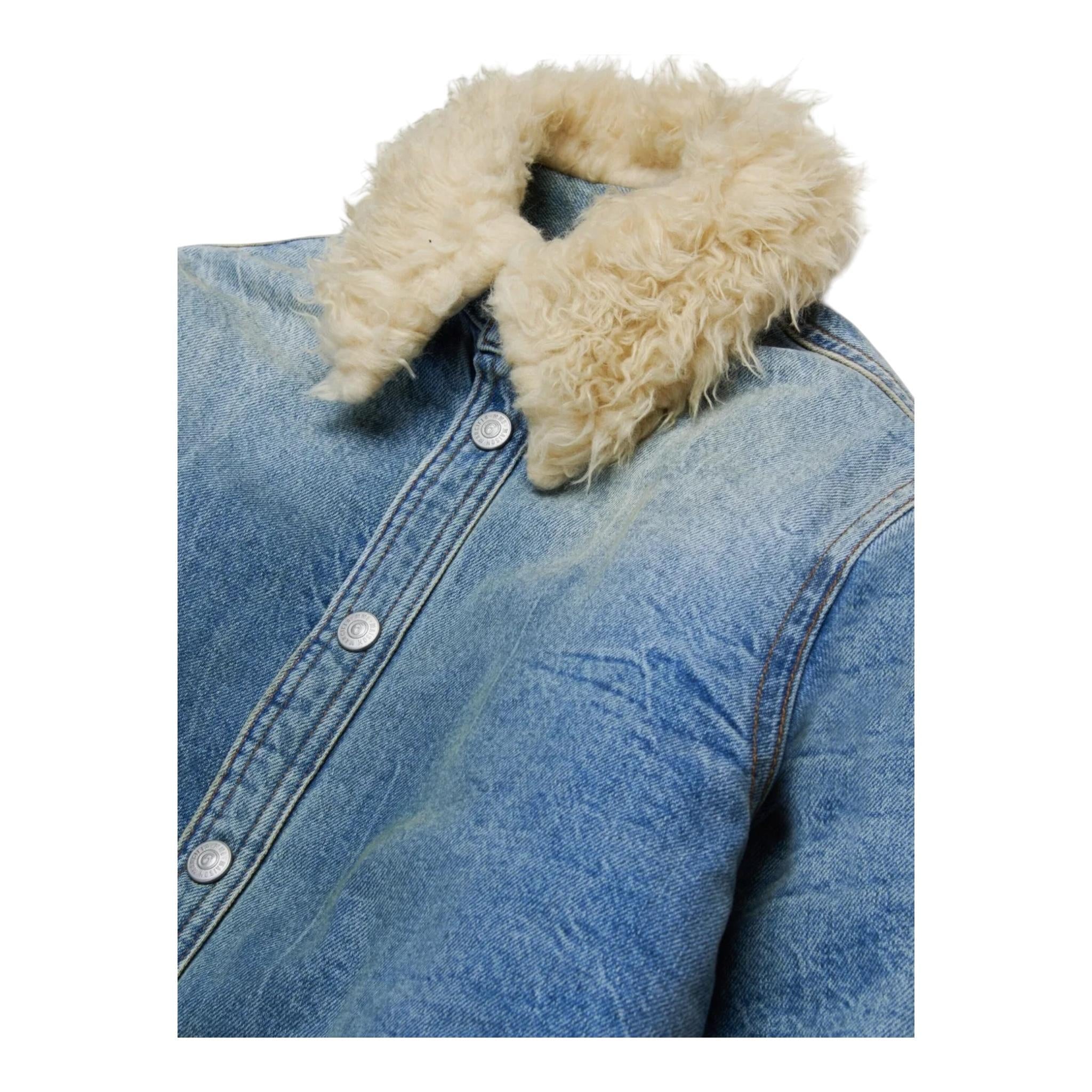 MAISON MARGIELA giubbino in denim tinta unita con pelliccia Azurro per Bambino M60617 AZZURRO MAISON MARGIELA