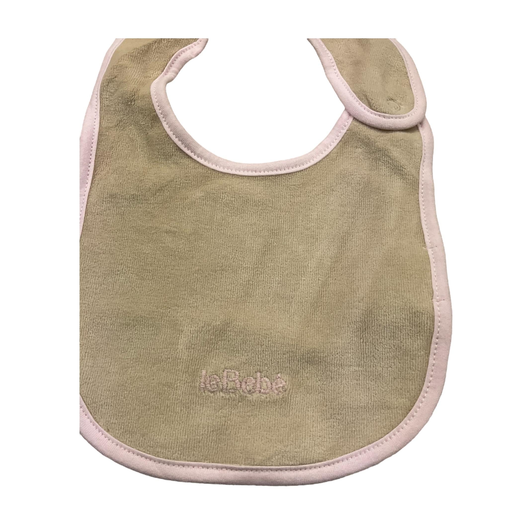 LE BEBE' bavetta tinta unita con logo Beige per Neonata LBG5957 BEIGE LE BEBE'