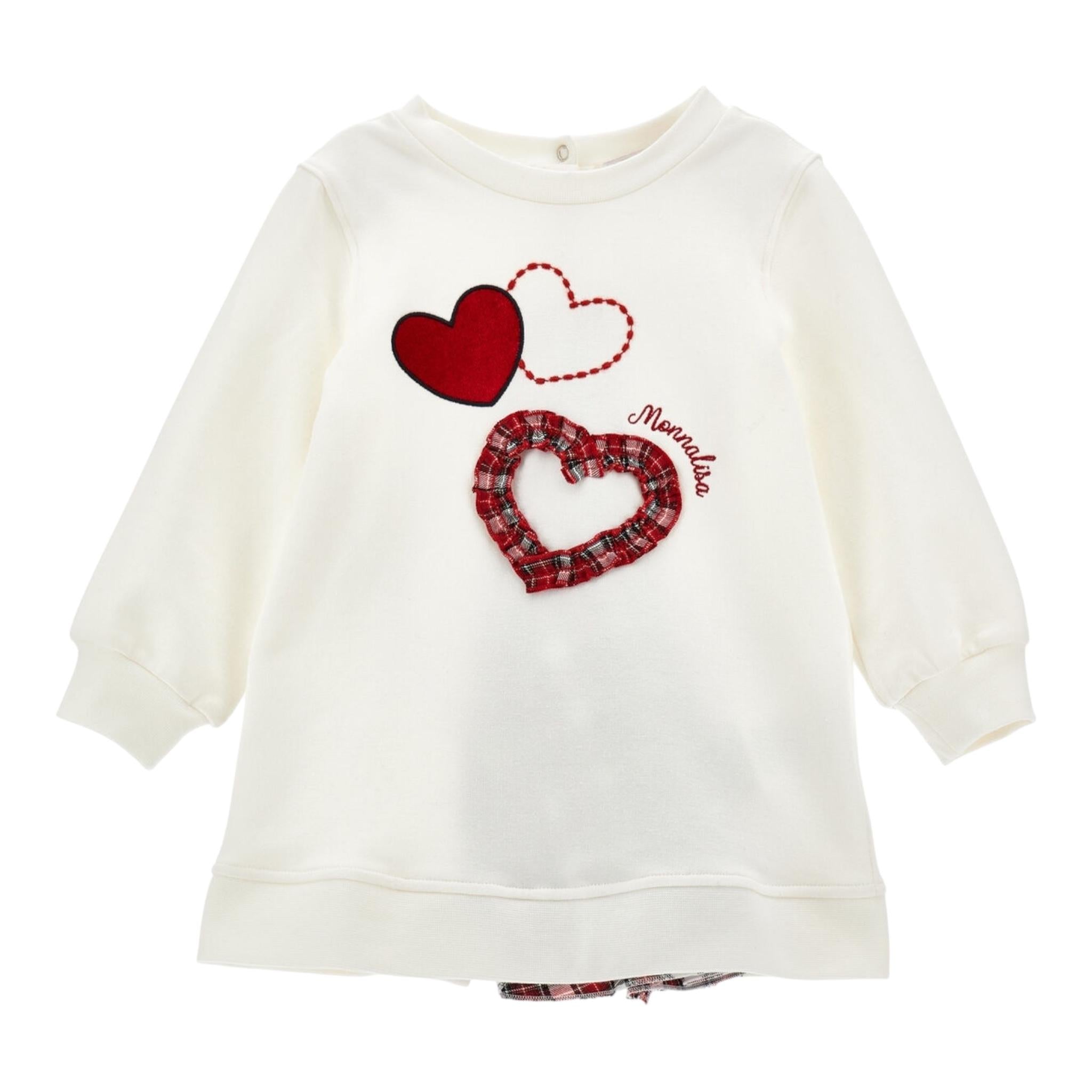 MONNALISA abito girocollo tinta unita con stampe in contrasto Bianco per Neonata 39D908 BIANCO MONNALISA