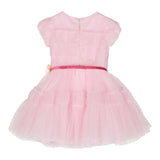 MONNALISA abito mezza manica tinta unita in tulle con cinturino Rosa per Neonata 19B900N ROSA MONNALISA