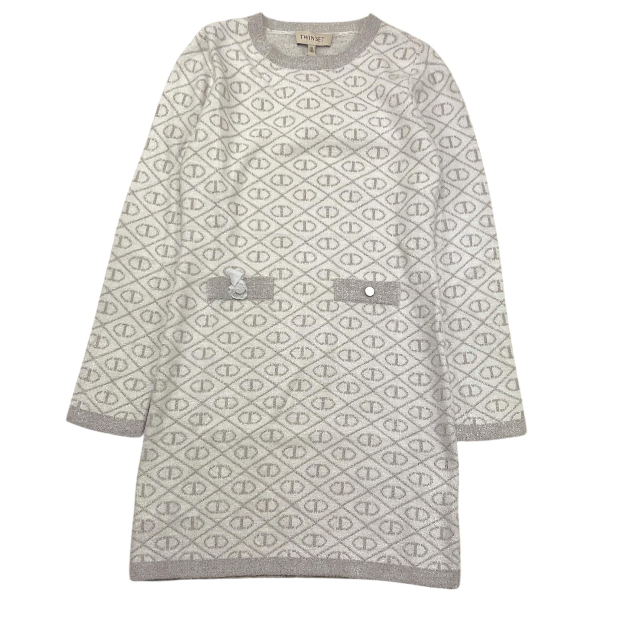 TWINSET abito tinta unita girocollo logato Bianco per Bambina 242GJ3061X BIANCO TWINSET