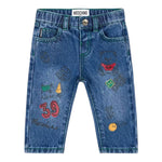 MOSCHINO jeans tinta unita con elastico in vita Blu per Neonato MUP04Z BLU MOSCHINO