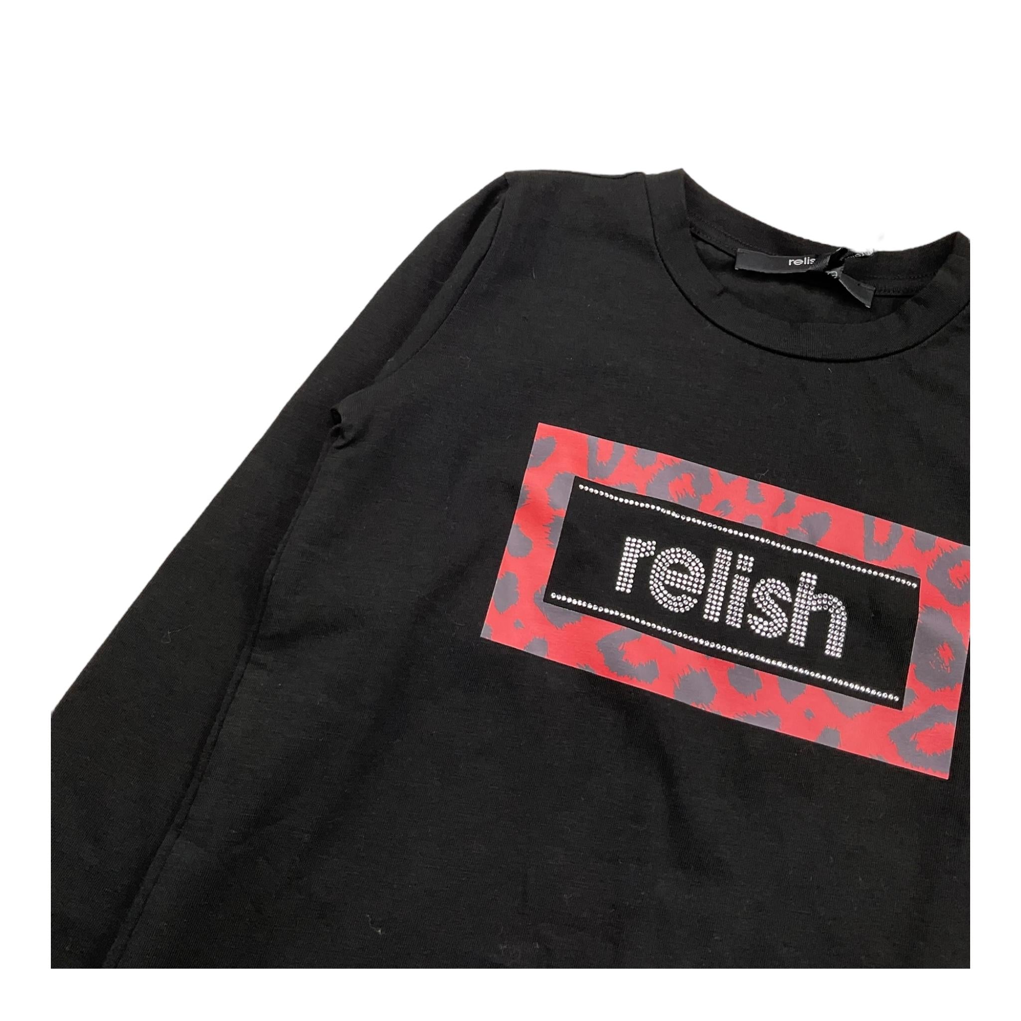 RELISH shirt girocollo tinta unita con logo Nero per Bambina RGA2301016018 NERO RELISH