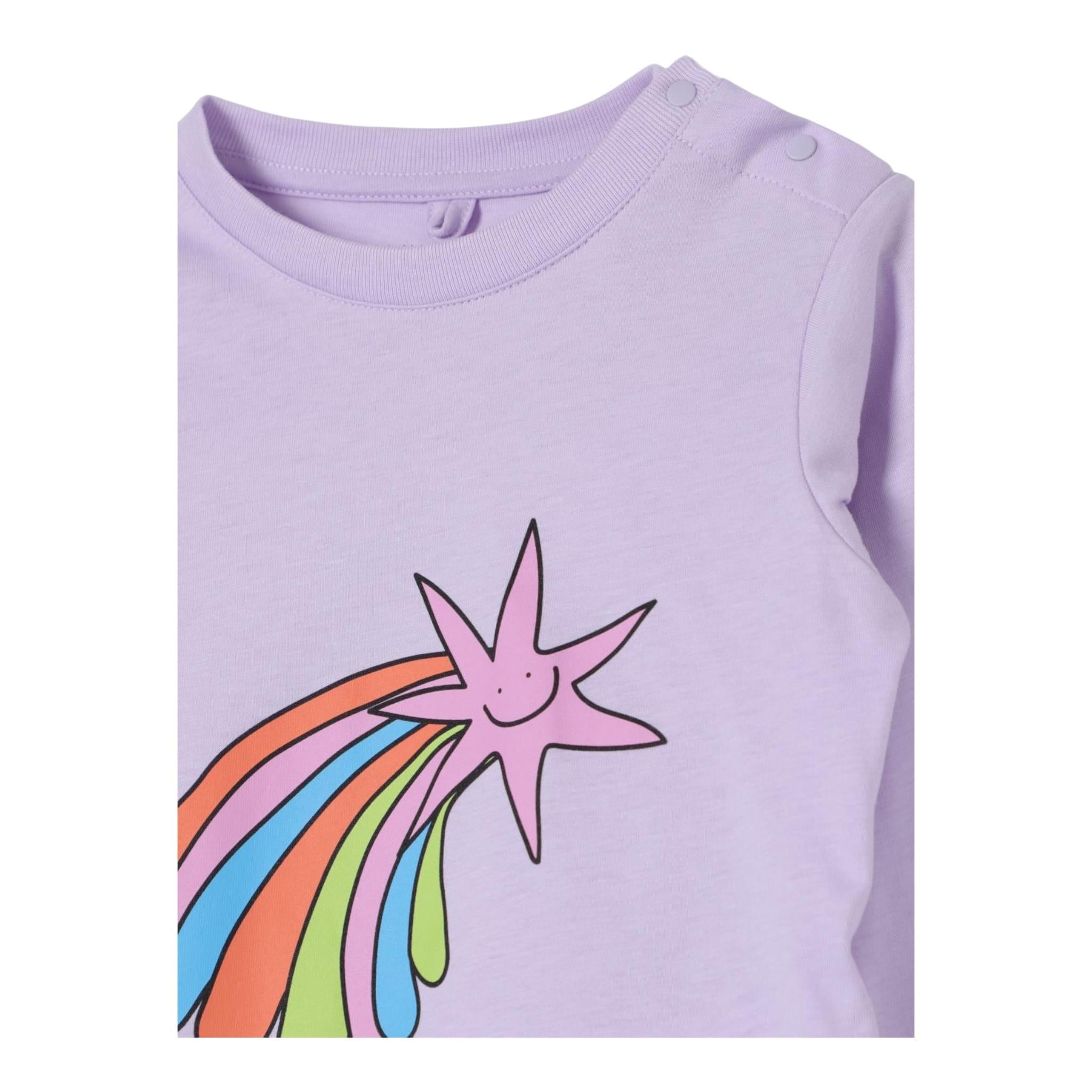 STELLA McCARTNEY shirt girocollo tinta unita con stampa in contrasto Lilla per Bambina TV8010J LILLA STELLA McCARTNEY