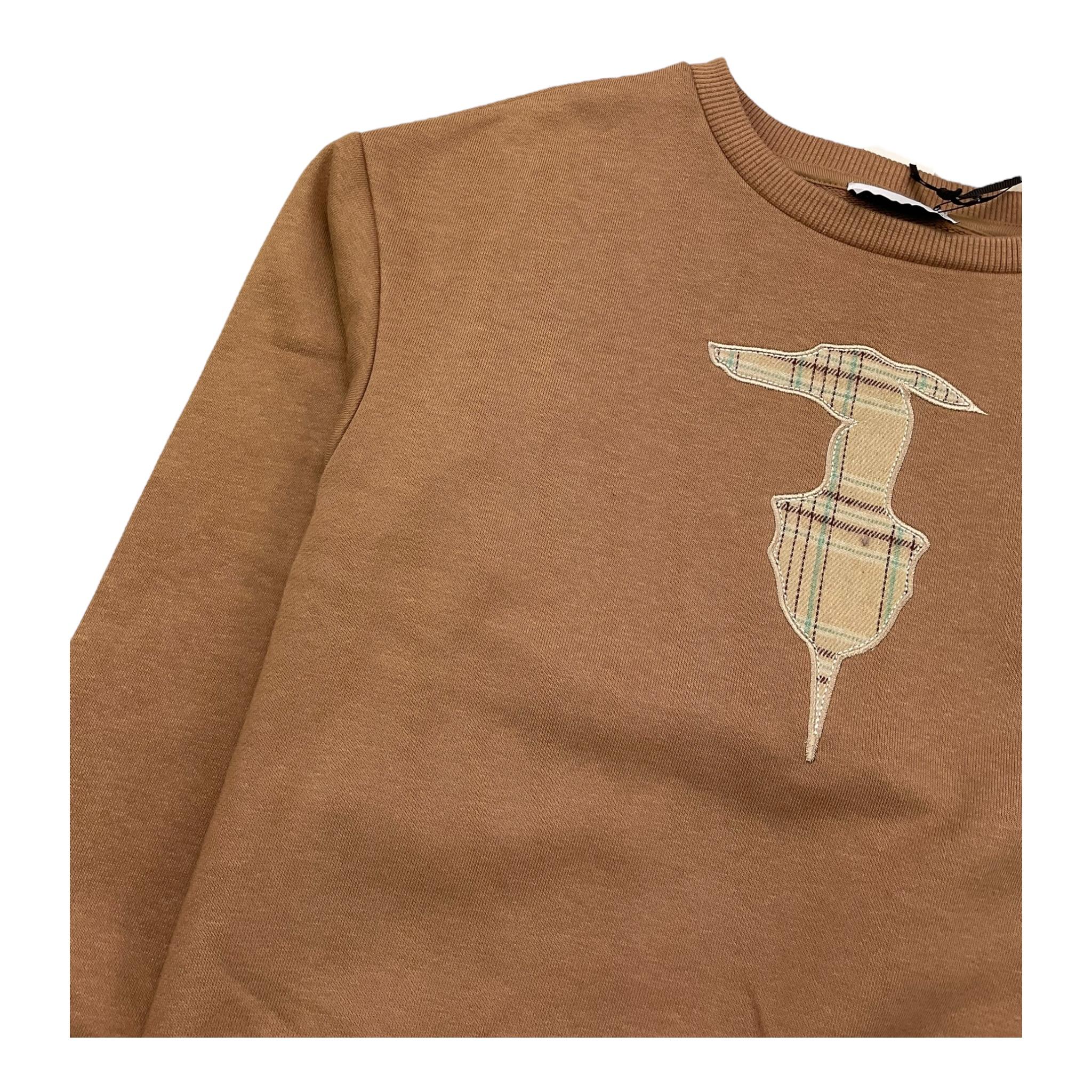 TRUSSARDI felpa chiusa girocollo tinta unita con stampa Beige per Bambino TGA25108 BEIGE TRUSSARDI