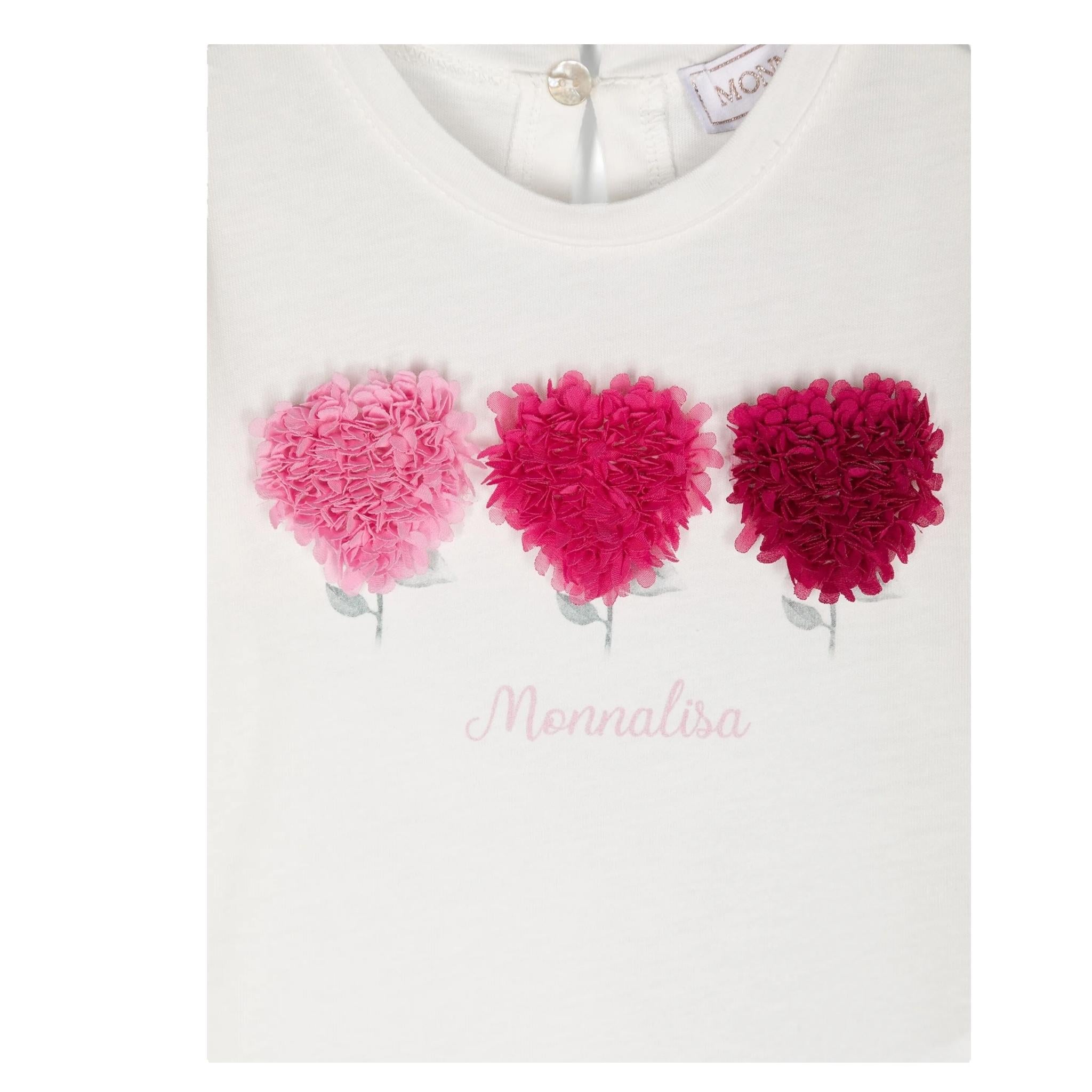 MONNALISA shirt girocollo tinta unita con applicazioni Bianco per Neonata 39D601 BIANCO MONNALISA