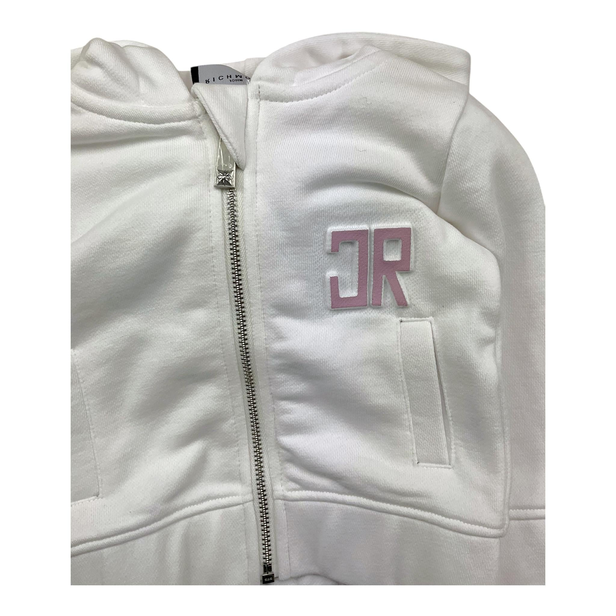 JOHN RICHMOND felpa con zip e cappuccio tinta unita con logo Bianco per Neonata RIA25086FE BIANCO JOHN RICHMOND