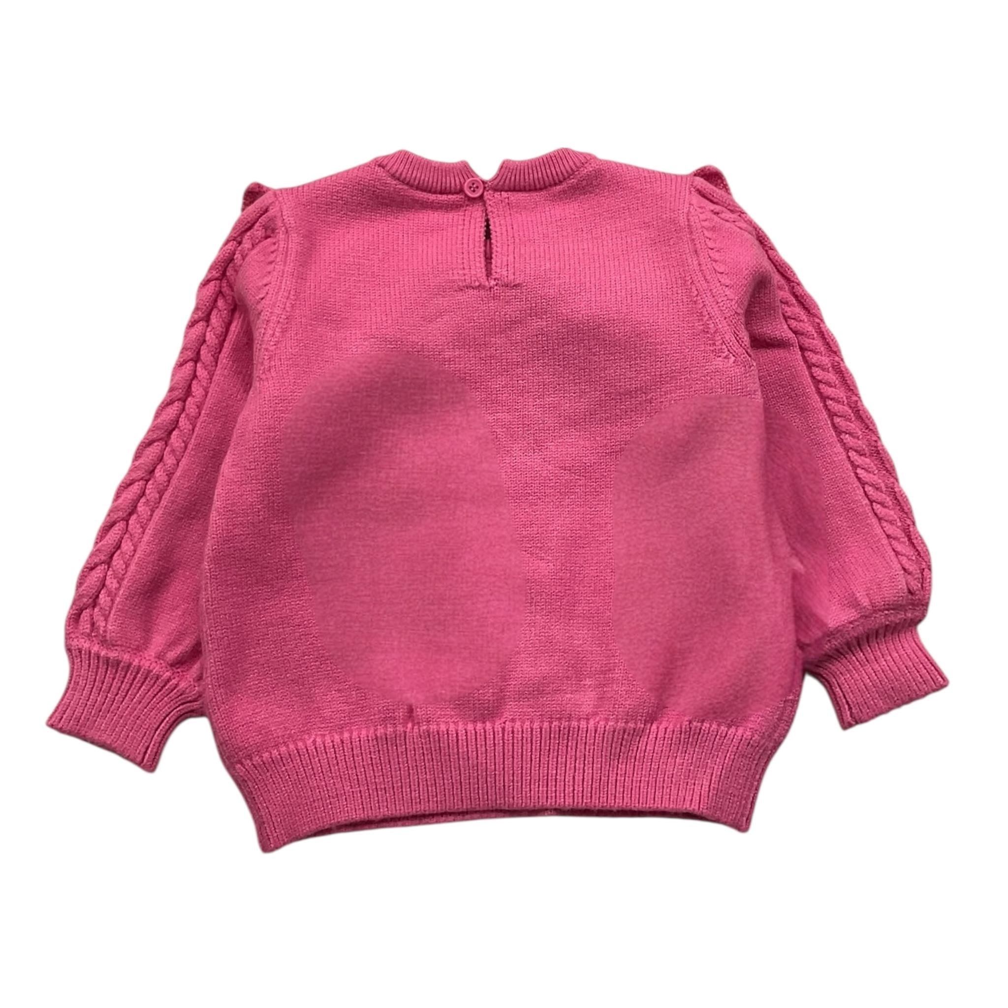 JANICE maglia girocollo tinta unita con perle Rosa per Neonata JN627N ROSA JANICE